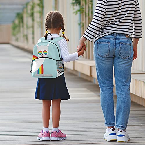 Funny Rainbow Llama Toddler Backpack with Safety Leash - Cute Alpaca School Bag for Boys & Girls | Kindergarten, Preschool & Travel Backpack with Reflective Stripes & Chest Clip | Perfect for Daycare, Outdoor Adventures & Daily Use