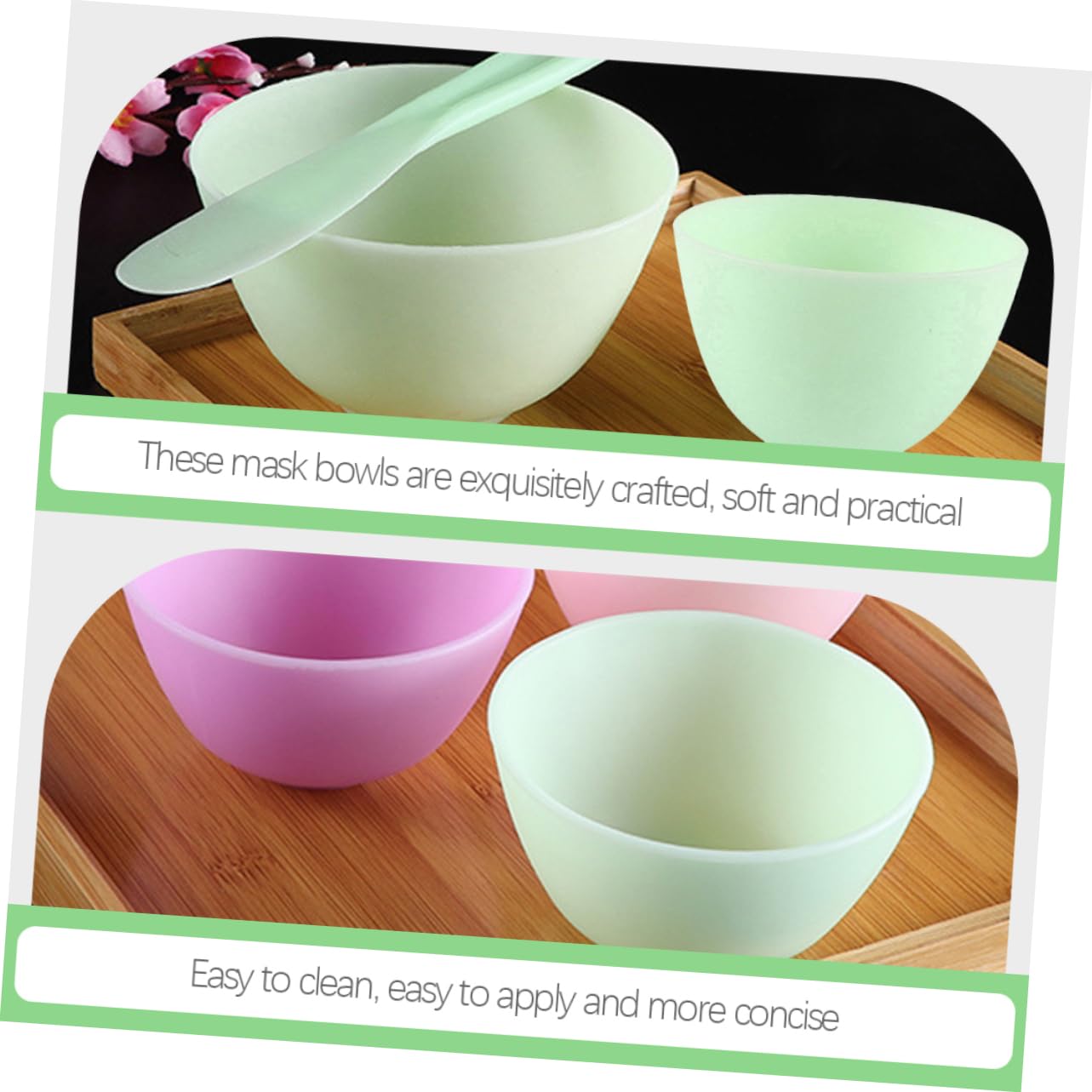 iPetboom 5-Piece DIY Facial Mask Mixing Kit - Green Cosmetic Mask Bowl Set with Mixing Tools for At-Home Spa & Skincare Routine - Perfect for Women's Beauty Care & Self-Pampering Sessions
