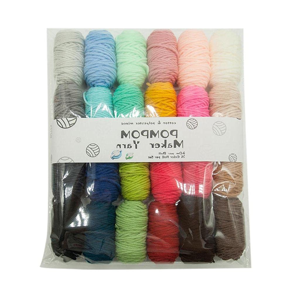 Cicitop 5 Strands 24 Colors Cotton Polyester Yarn for Pompom Maker, DIY Handmade Knitting, Crochet & Craft Projects - Soft Double Knitting Yarn for Blankets, Scarves, Hats & Home Decor