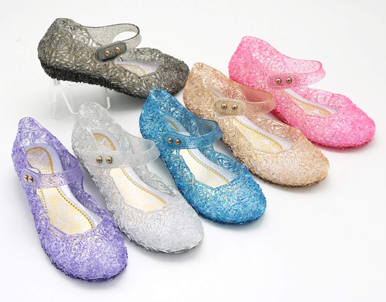**YouKD Girls Princess Cosplay Shoes - Sparkly Jelly Sandals for Dress Up & Costume Play | Perfect for Halloween, Birthday Parties & Themed Events**