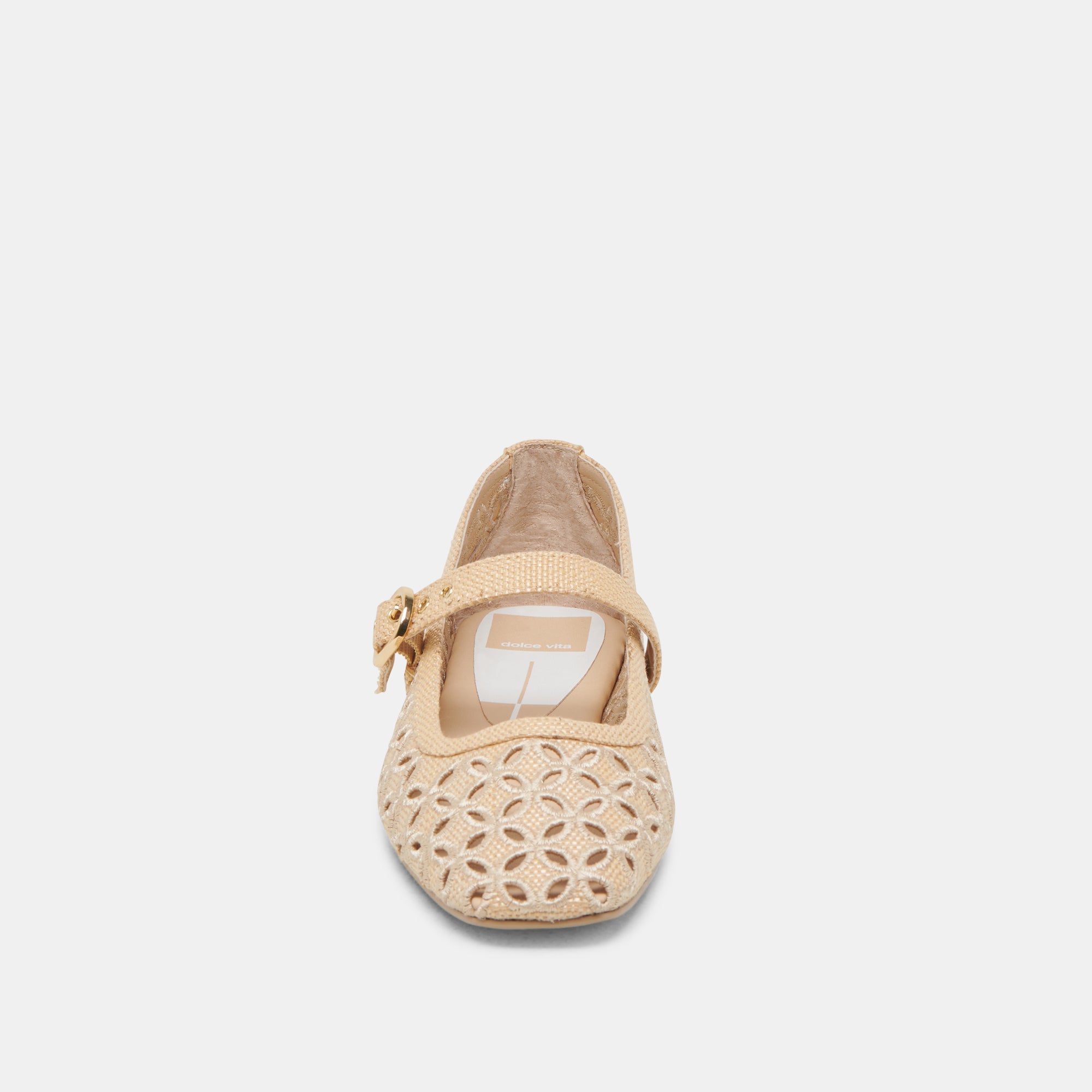 RODNI Women's Ballet Flats with Eyelet Perforations - Lightweight Natural Woven Raffia Shoes for Summer, Beach & Casual Outfits