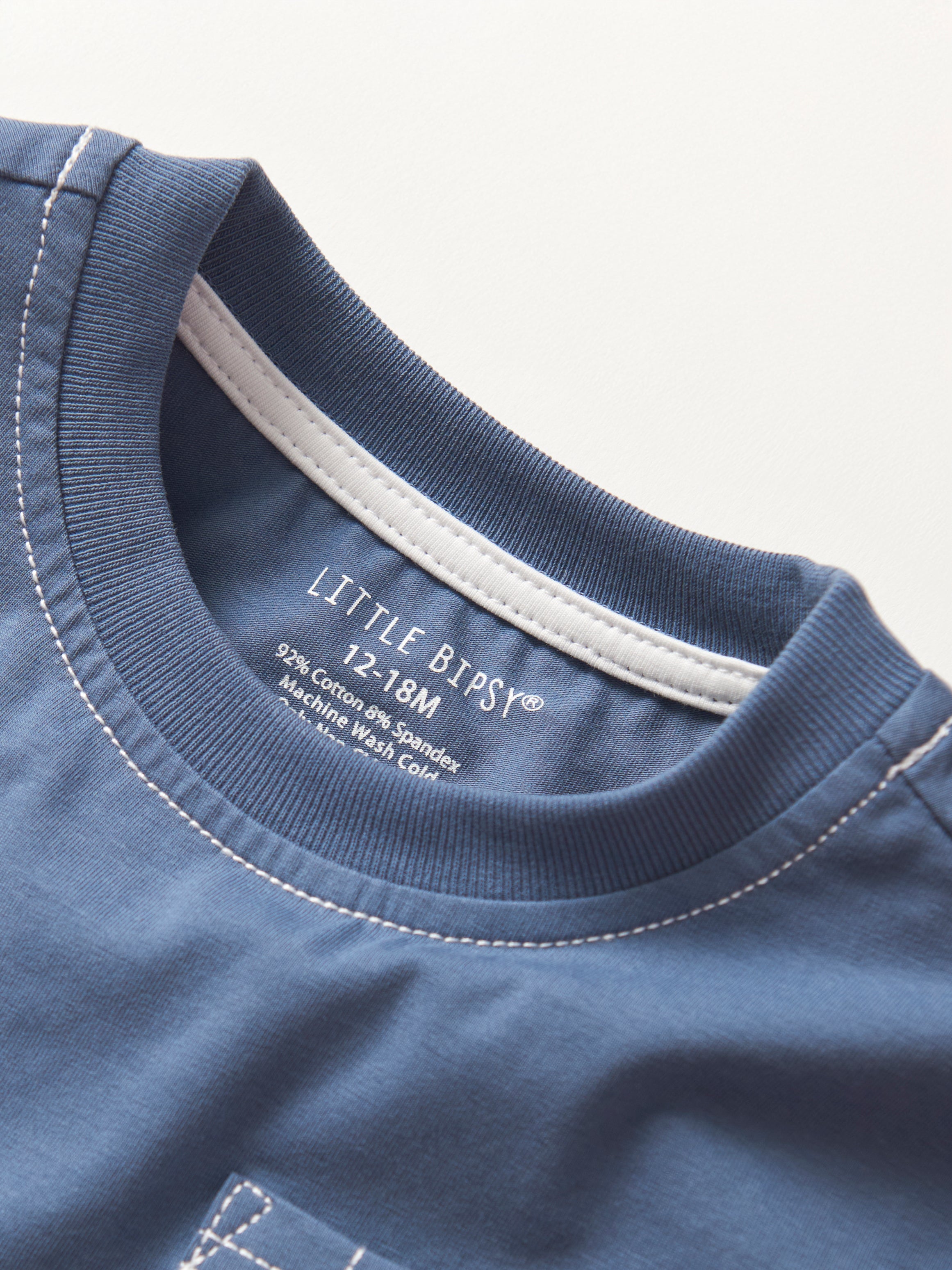 Men's Contrast Thread T-Shirt - Blue Casual Tee for Everyday Wear | Comfortable Cotton Shirt for Street Style & Outings