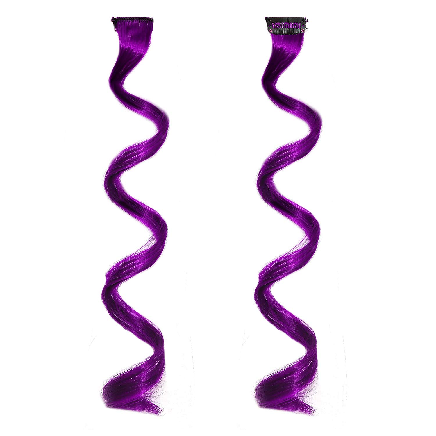 Rapidsflow® 6-Piece Curly Colored Hair Extensions for Women & Girls - Real Human Hair Highlights for Everyday & Party Styling (Style 4115)