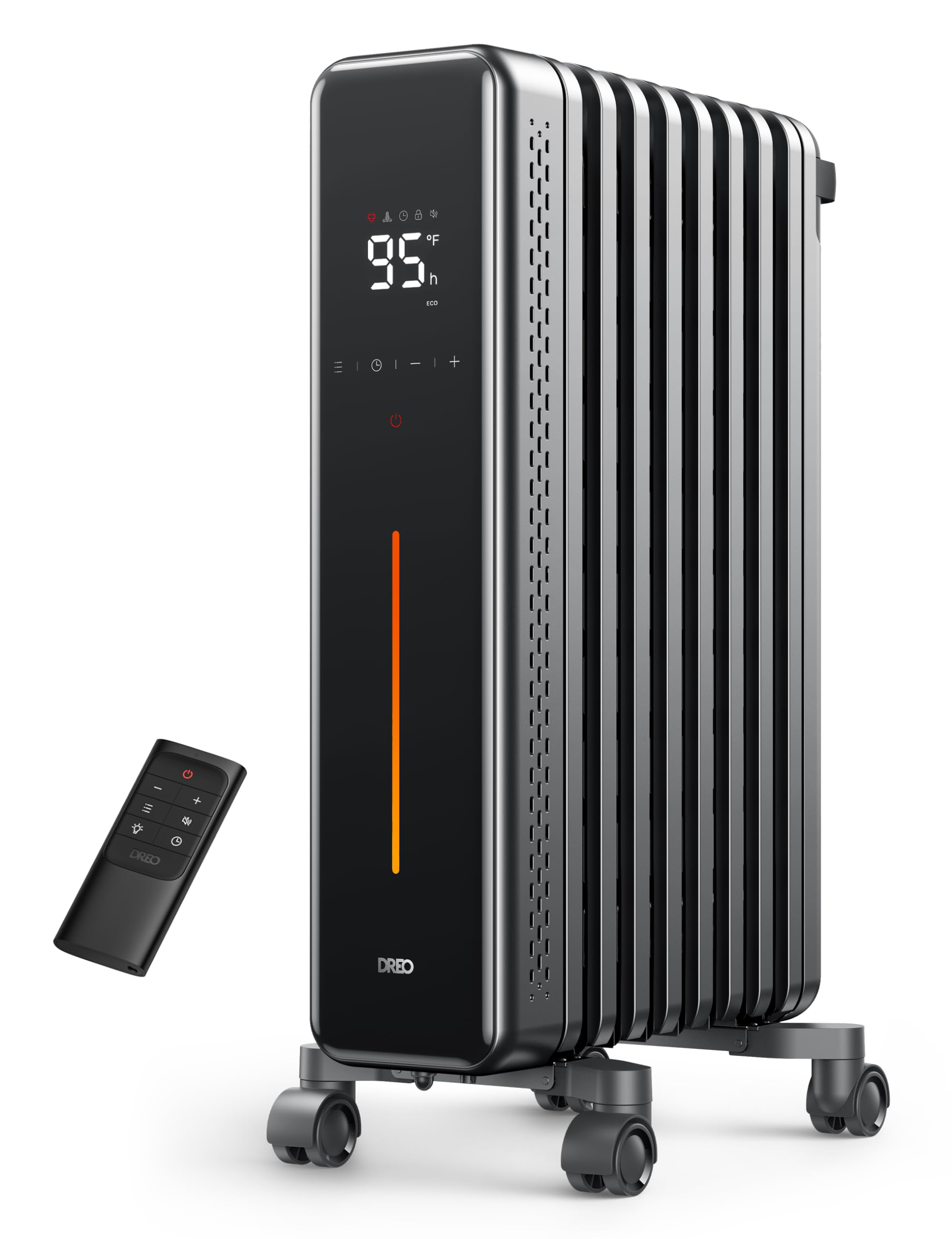 Dreo 1500W Oil Filled Radiator Heater with Remote - Portable Space Heater for Large Rooms, 4 Heating Modes, 24H Timer, Overheat & Tip-Over Protection, Quiet Operation - Perfect for Bedroom, Living Room, Office & Indoor Use