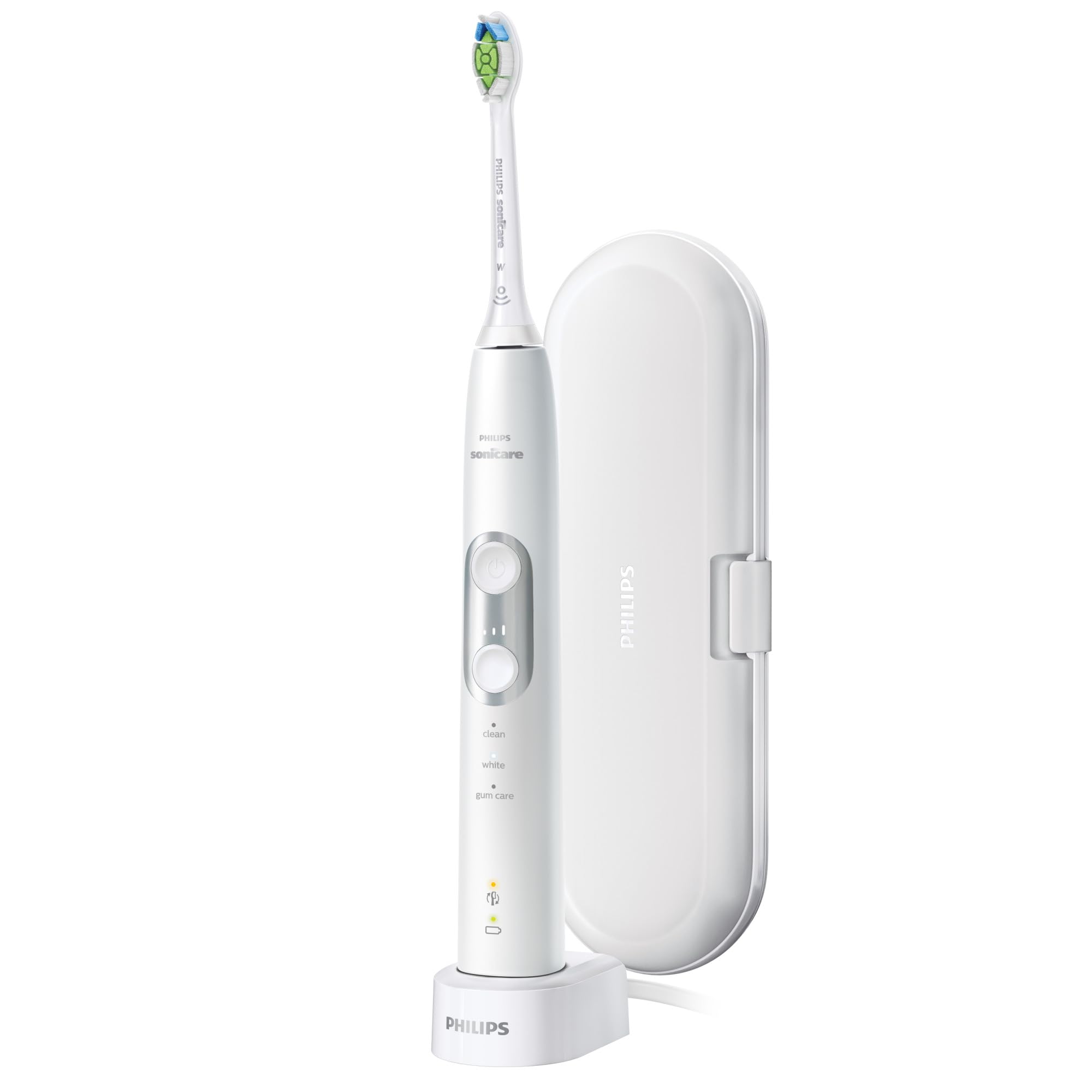 Philips Sonicare ProtectiveClean 6100 Rechargeable Electric Toothbrush - HX6877/21 | Whitening, Gum Care & Plaque Removal | 3 Modes, Pressure Sensor | Perfect for Travel & Daily Oral Hygiene (White)