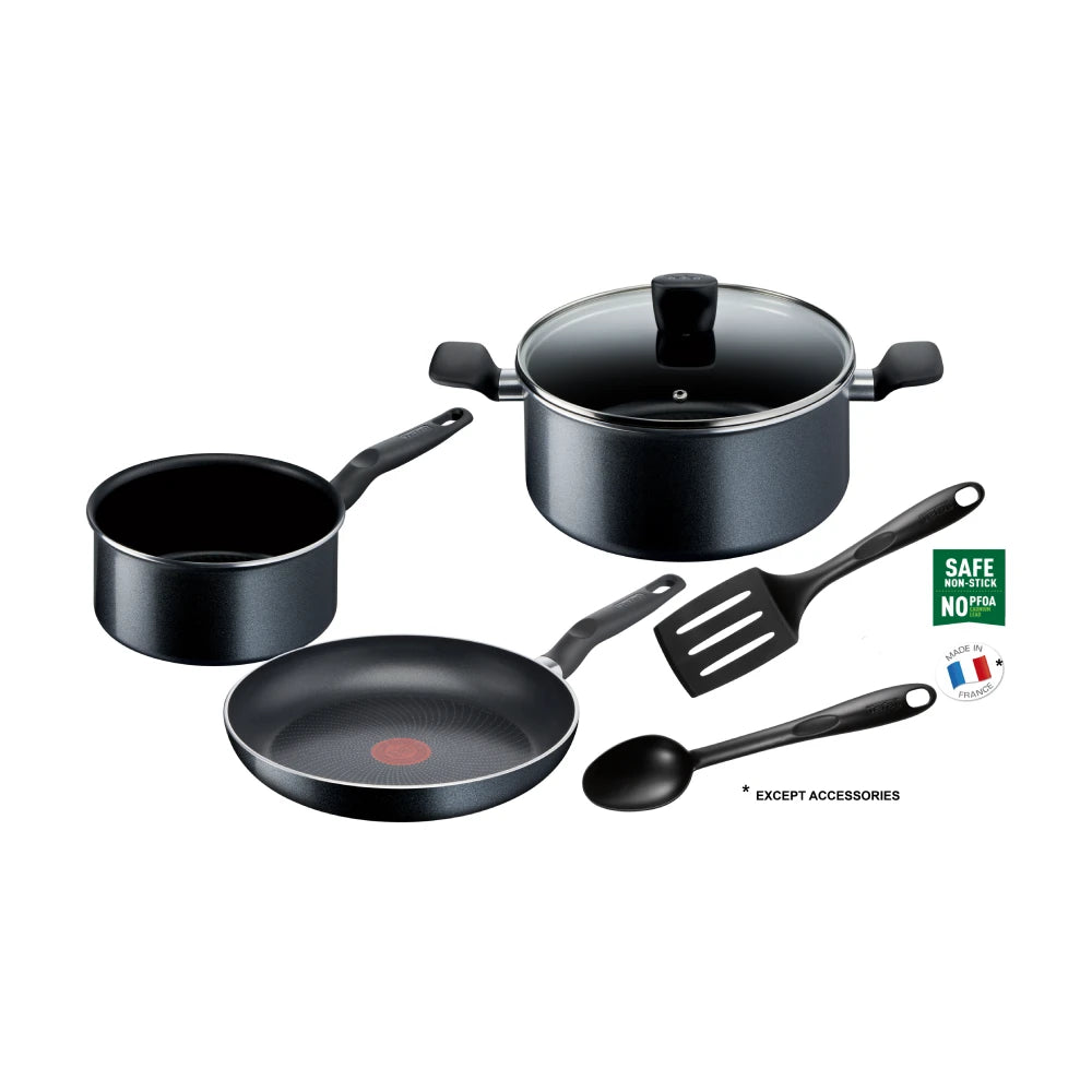 Tefal Starter Easy Nonstick 3-Piece Cookware Set with Utensils - Perfect for Frying, Sautéing & Everyday Cooking in Modern Kitchens