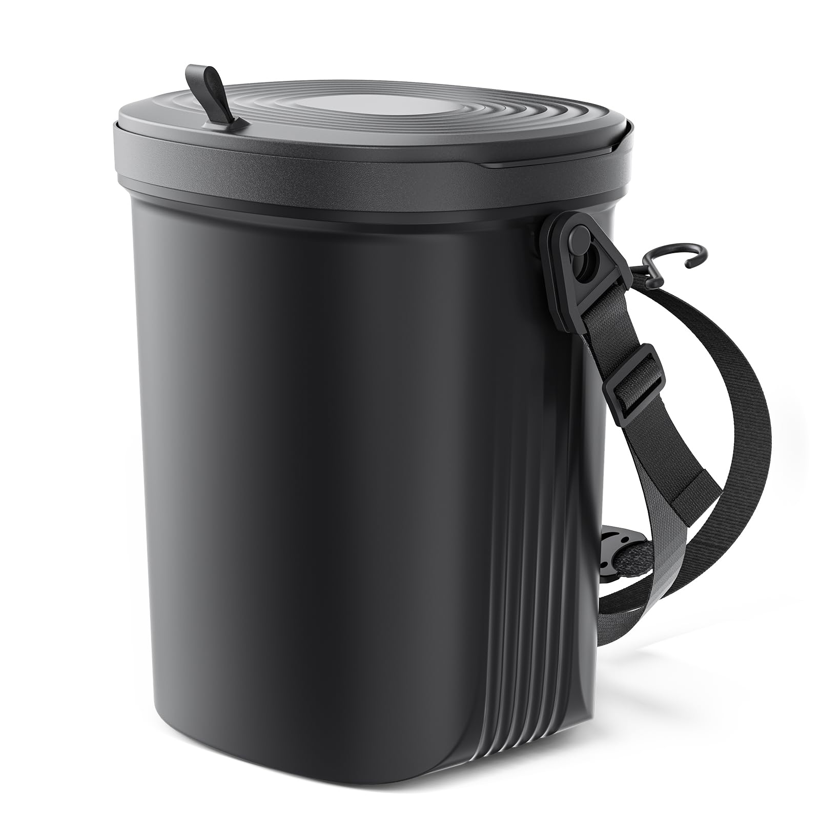 Leakproof Silicone Car Trash Can with Lid - 1.9 Gallon Vehicle Garbage Bin for Sedan, SUV, Van, Truck & MPV - Ideal for Road Trips, Commuting & Family Travel (Grey)