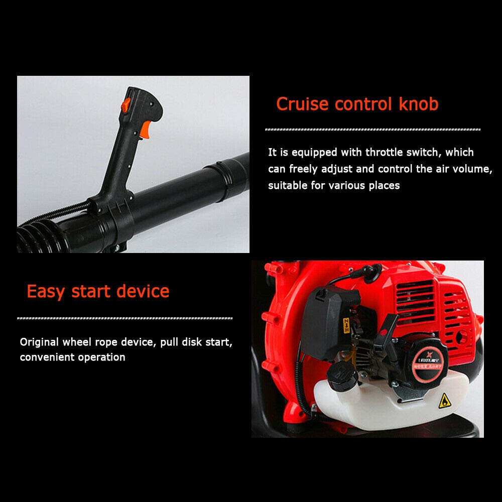 42.7CC 2-Stroke Gas Powered Backpack Leaf Blower - Commercial Grade for Grass, Sand, Gravel & Snow - Lightweight Orange Lawn Blower (USA) - Perfect for Yard Cleanup, Landscaping & Winter Snow Removal
