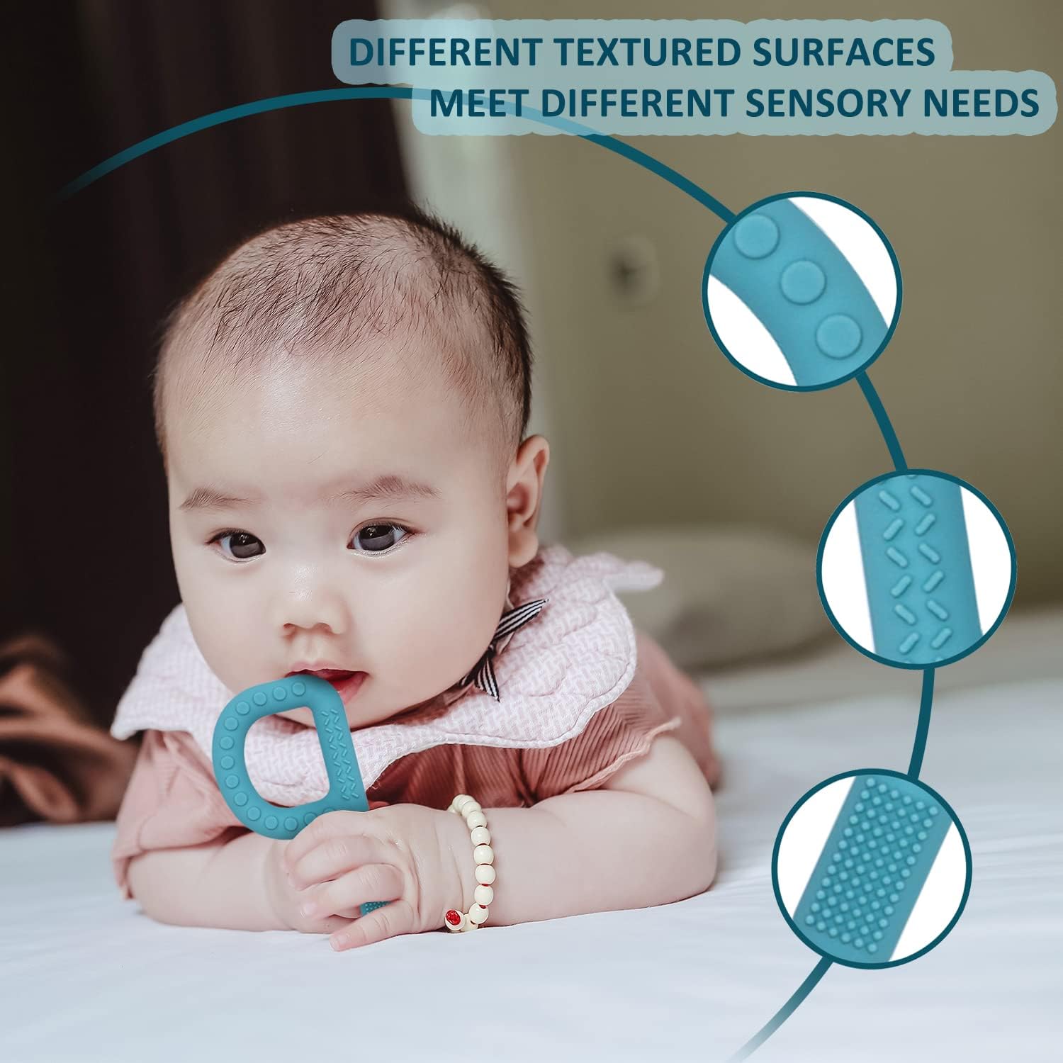 Sensory Chew Toys for Autistic Kids & Adults - 4 Pack P-Shaped Teething Toys for Babies 3-12 Months | BPA-Free Silicone Oral Motor Stimulation Necklaces | Perfect for Teething Relief, Anxiety & Sensory Processing Disorder
