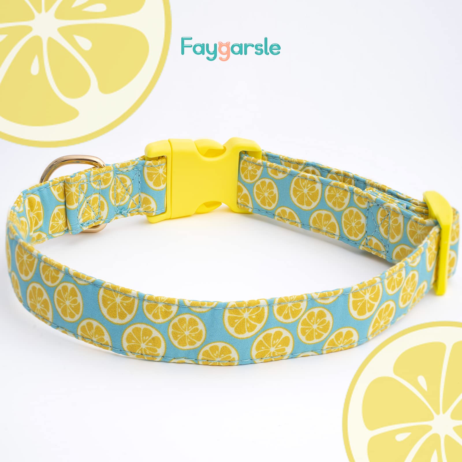 Faygarsle Cute Lemon Design Dog Collar - Soft & Stylish Pet Collar for Small Medium Large Dogs - Yellow Green Summer Dog Accessory for Girls & Boys - Perfect for Daily Walks, Outdoor Adventures & Pet Photos