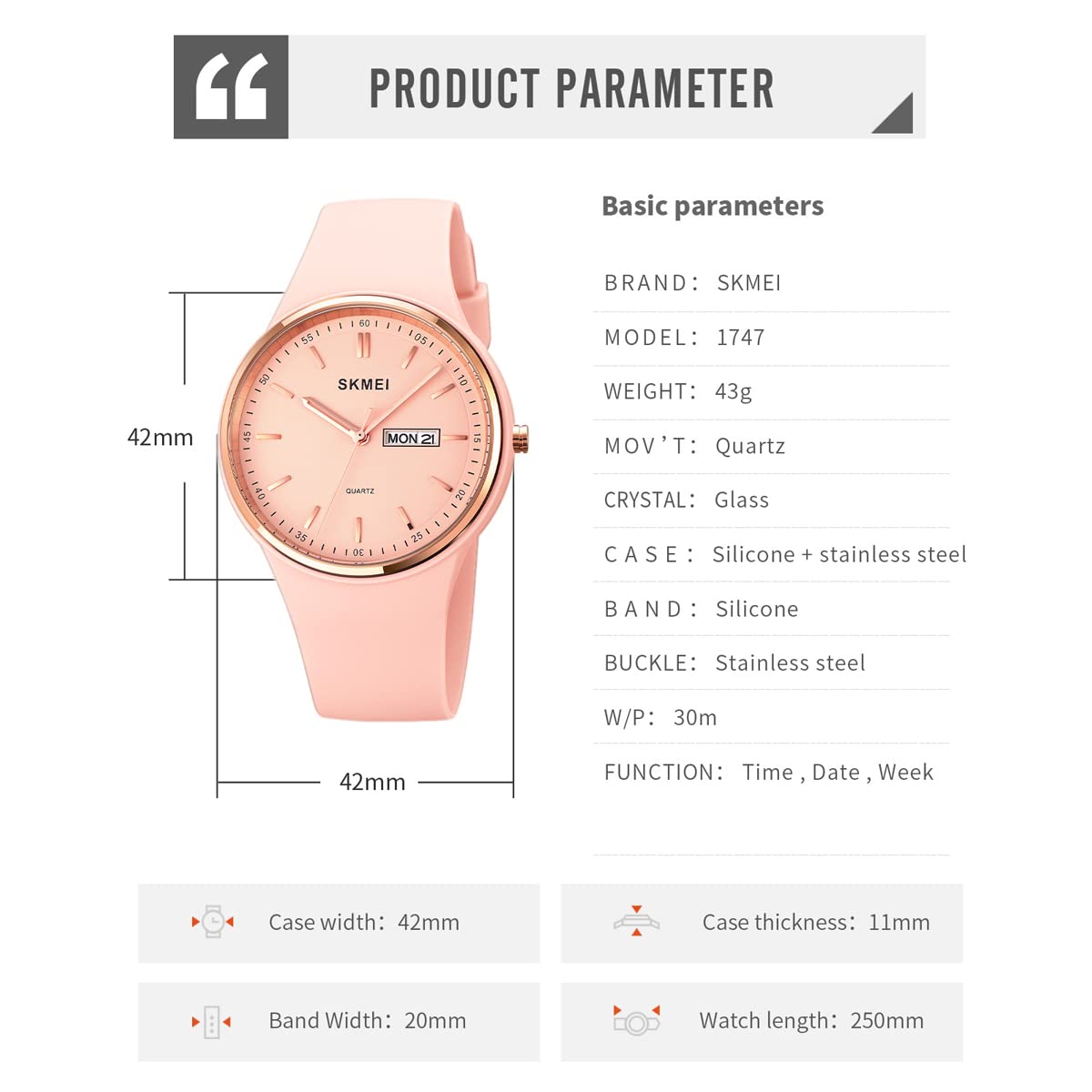 SKMEI Women's Sports Watch - Waterproof Big Face Analog Quartz for Casual & Active Wear