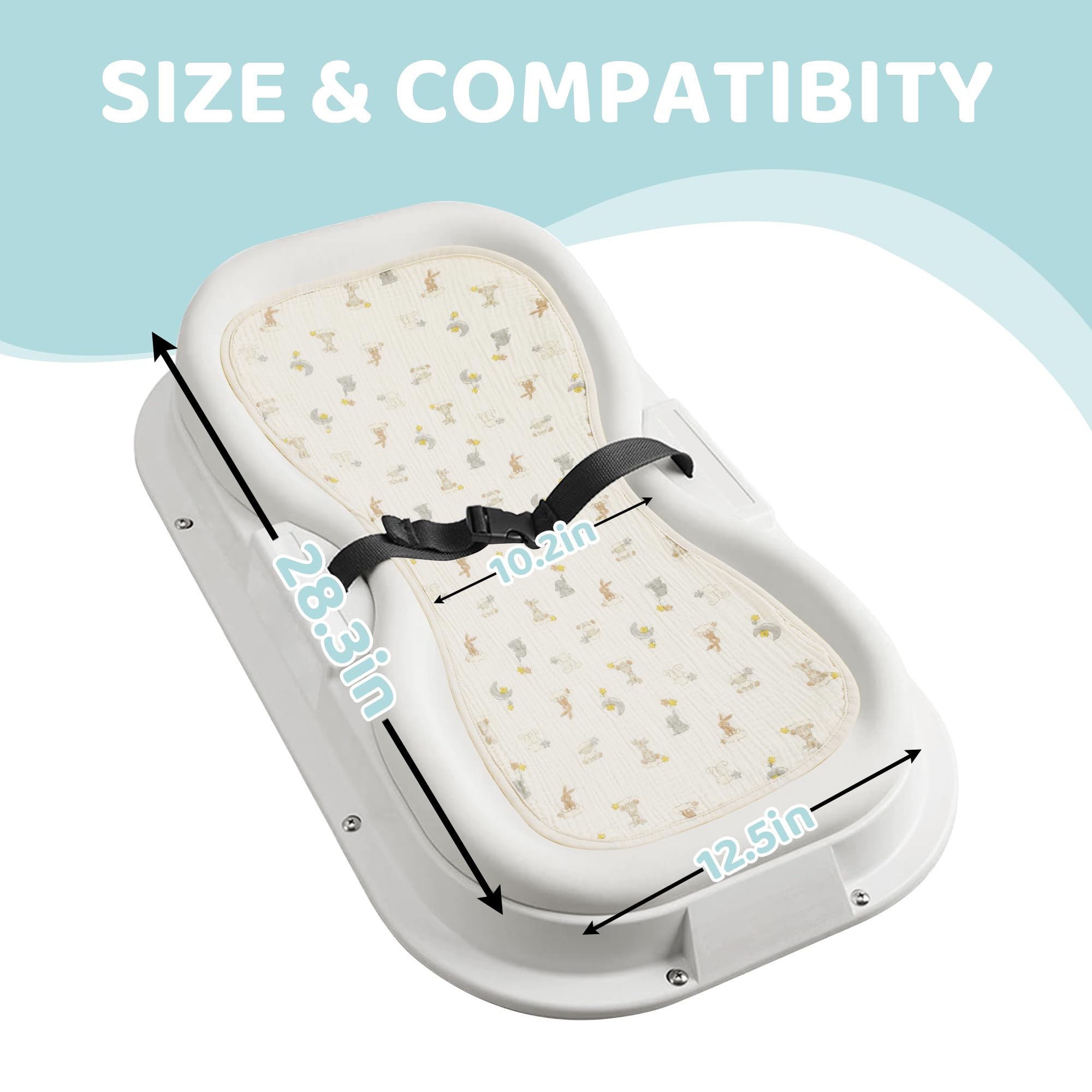 HOMBYS Washable Waterproof Baby Changing Pad Liners - 3 Pack 100% Cotton Muslin Changing Table Covers (Cream White, Light Green, Animals) for Nursery, Diaper Changing Station & Travel
