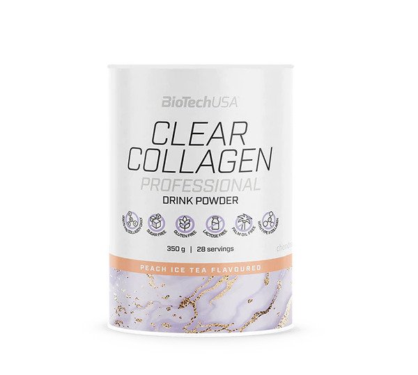 BioTechUSA Clear Collagen Protein Powder - Peach Iced Tea Flavor 350g | Supports Skin, Hair & Joint Health | Perfect for Smoothies, Shakes & Post-Workout Recovery