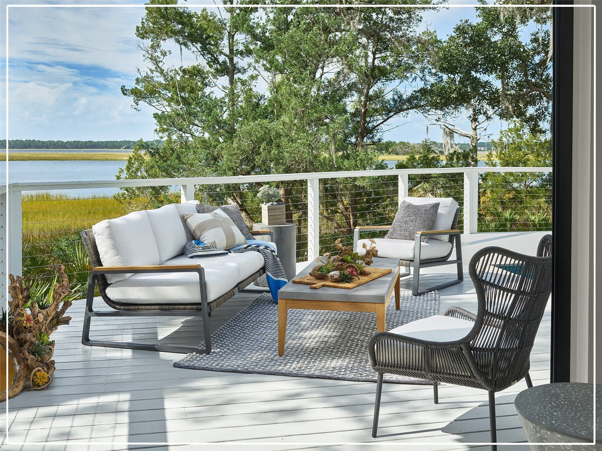 Universal Coastal Living Outdoor San Clemente Sofa - Water-Resistant Wicker Patio Furniture for Beach House, Poolside & Garden Relaxation