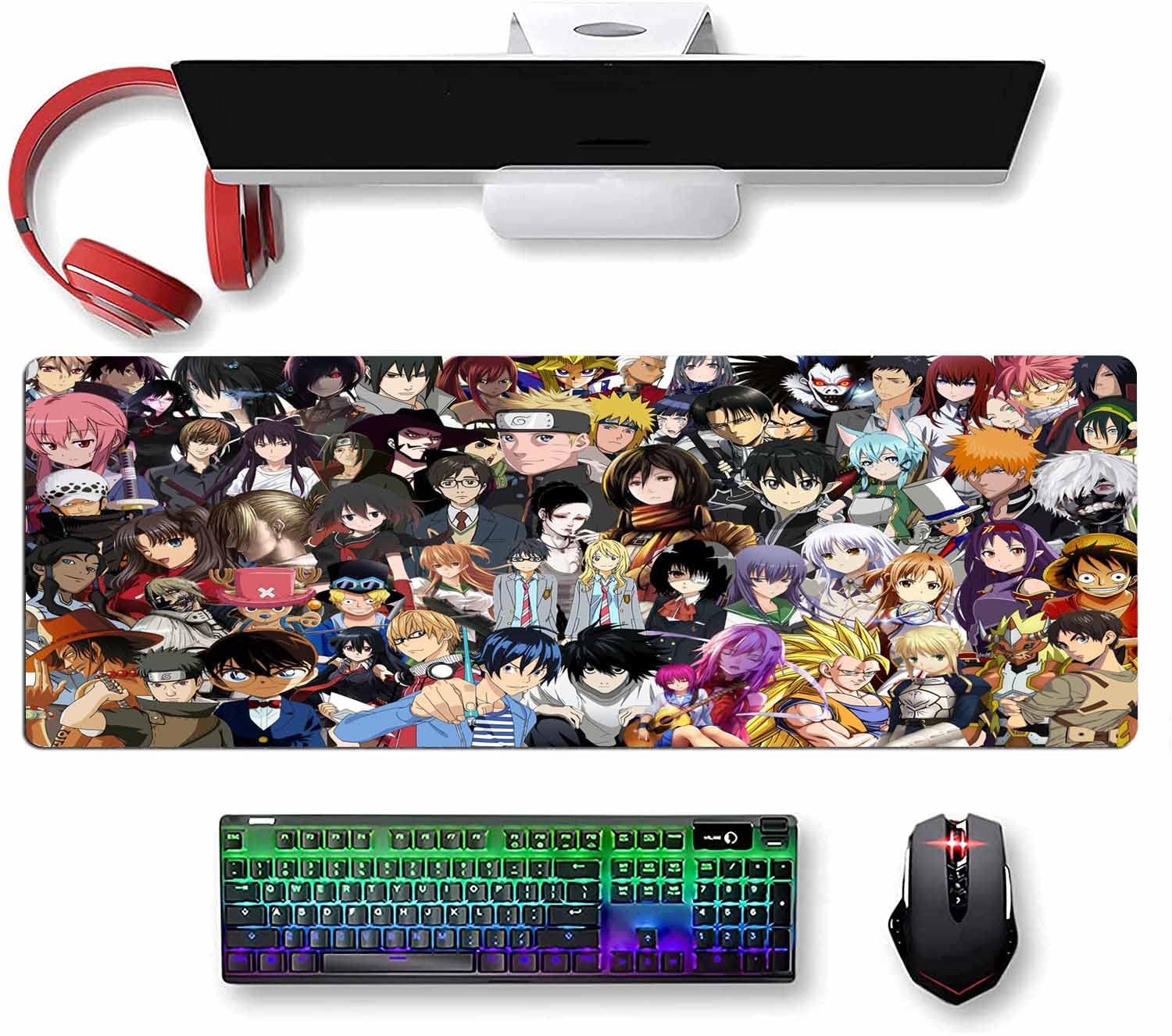 Custom Anime Gaming Mouse Pad - Extra Large 35.4x15.7 Inch Non-Slip Rubber Base Extended Mouse Mat with Map Pattern for PC, Laptop, Office & Home Use - Perfect for Gamers, Students & Workstations (Style 2)