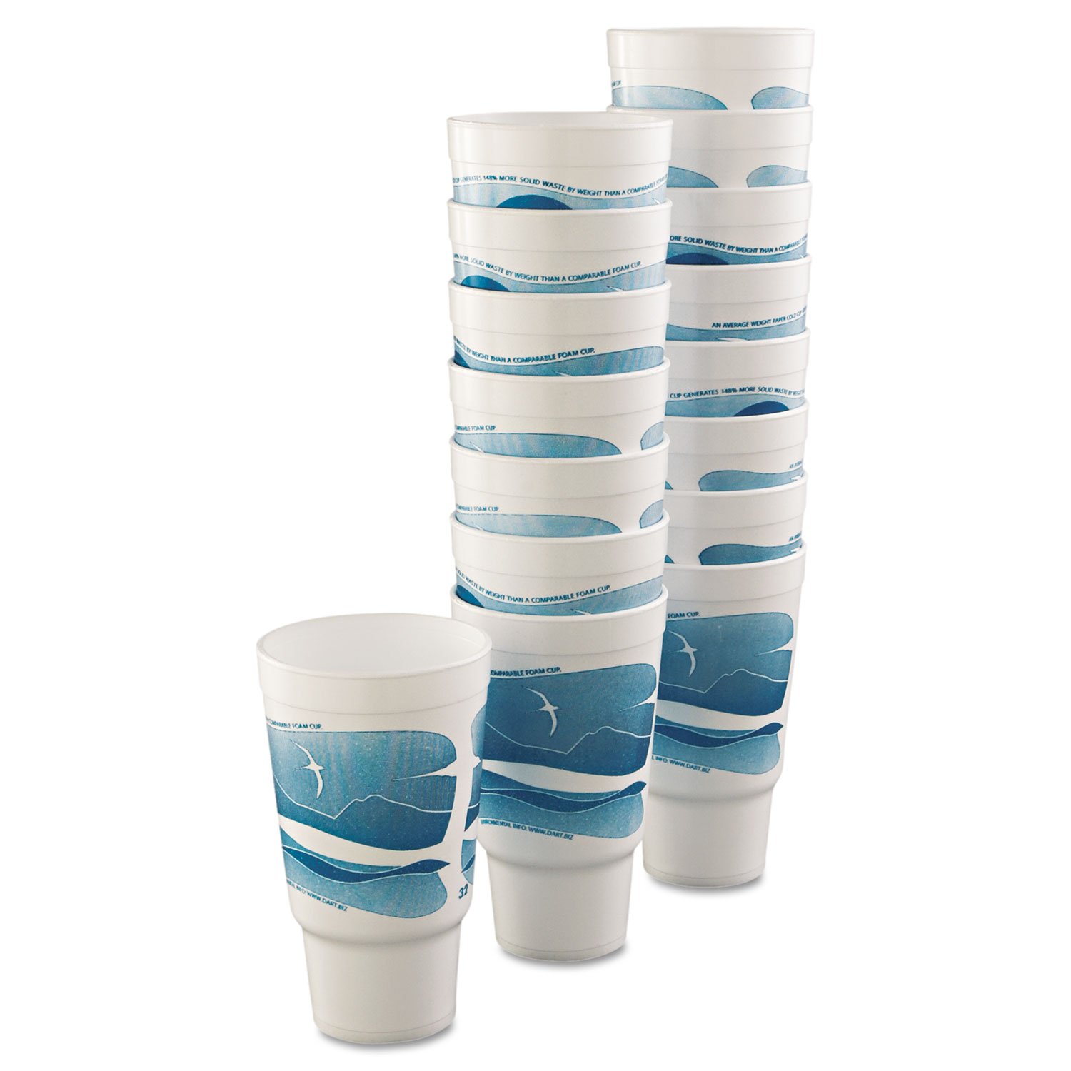 DART 32AJ20H Horizon Foam Cup - 16oz Disposable Coffee Cups (Pack of 25, 400 Cups Total) - Ideal for Coffee Shops, Offices & Parties