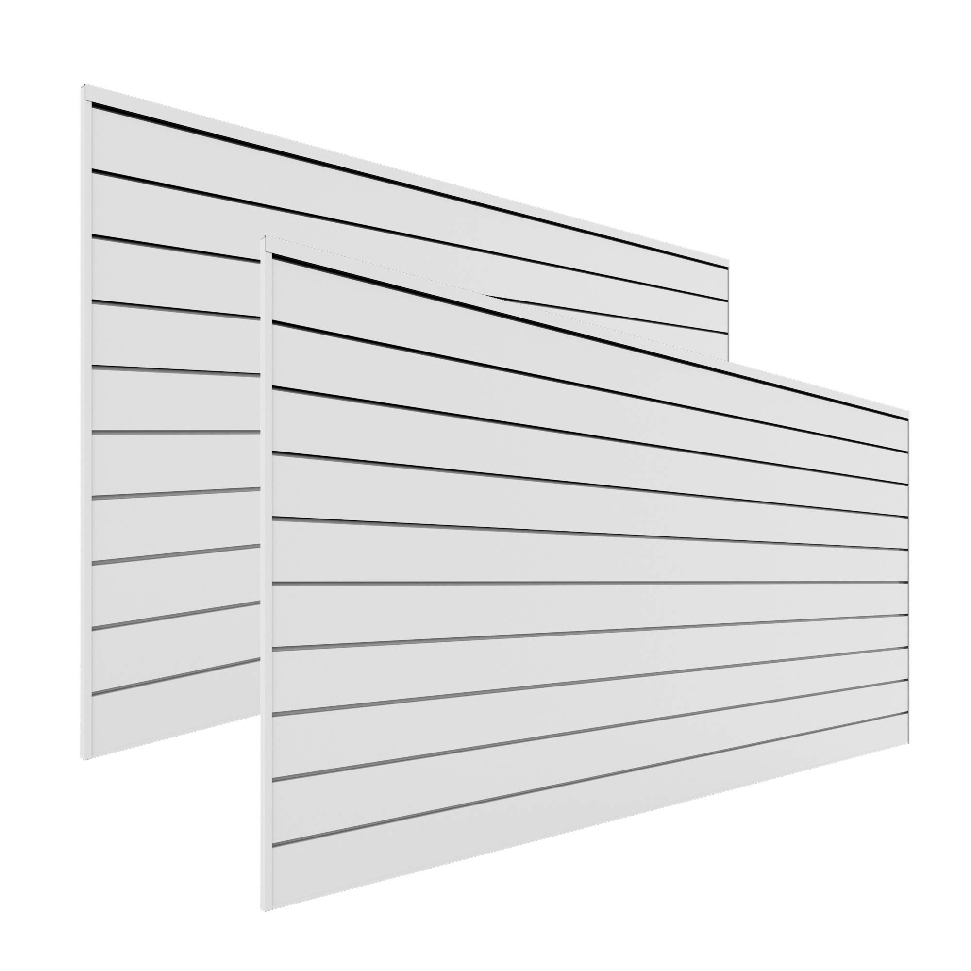 PROSLAT PVC Slatwall Panels for Garage Storage - 2 Pack (8ft x 4ft) White Wall Organizer - 20 Slats, 64 sq.ft Total - Perfect for Tool Storage, Bike Racks & Workshop Organization