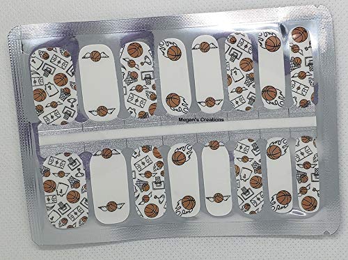 Sports Basketball Nail Polish Wraps - Long Lasting Nail Polish Strips for Women | Perfect for Game Day, Sports Events & Basketball Fans