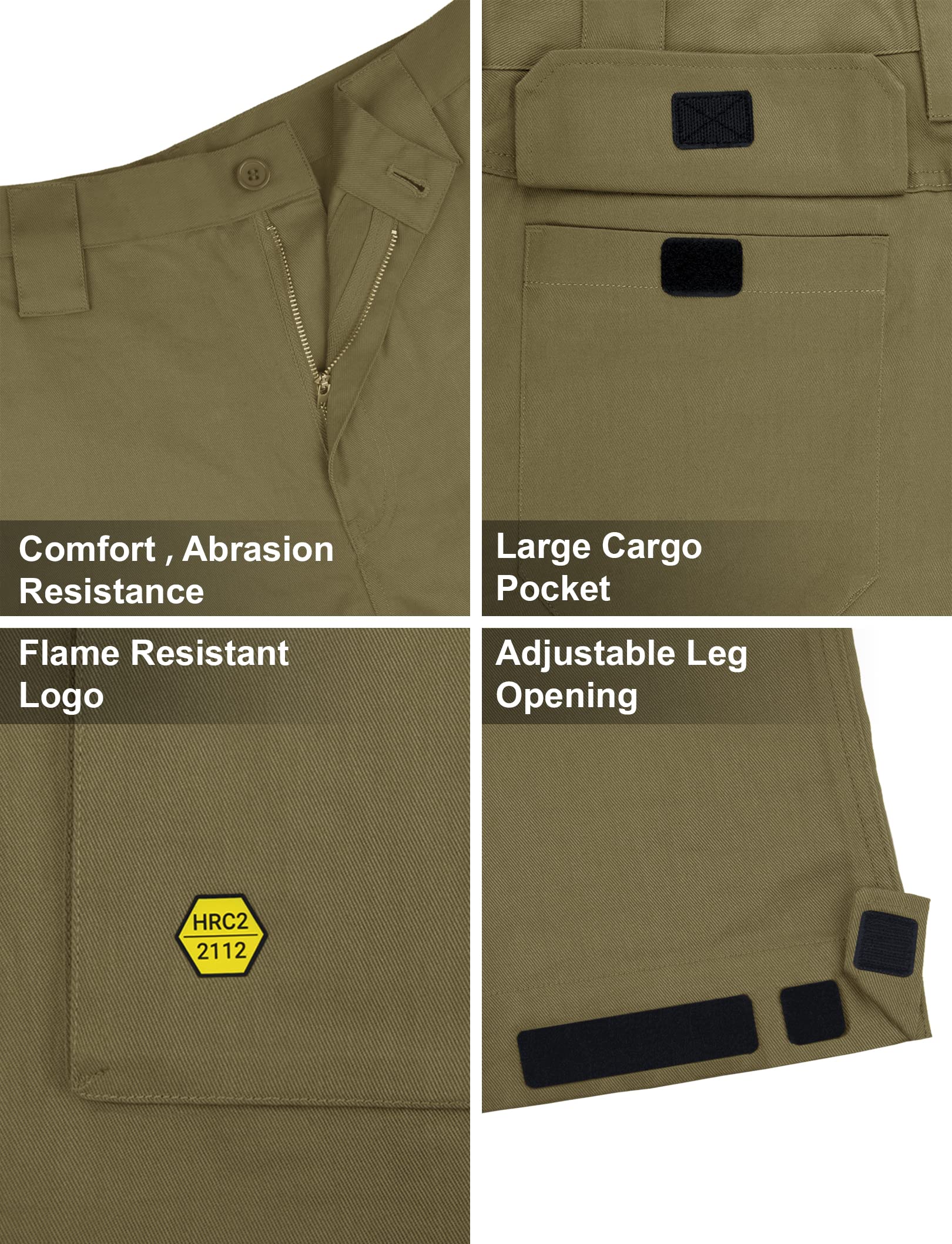 Flame Resistant Men's Cargo Pants - 7.5oz Lightweight FR Work Pants with Multiple Pockets for Welding, Construction & Outdoor Safety Work | PTAHDUS Mid-Rise Comfort Fit