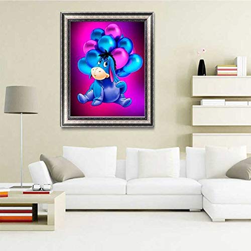 BETTER SELECTION DIY 5D Diamond Painting Kit for Adults - Cute Eeyore Donkey Balloon Full Drill Cross Stitch Embroidery Art Craft, 11.8x15.7 Inch Home Wall Decor, Gift for Relaxation & Stress Relief