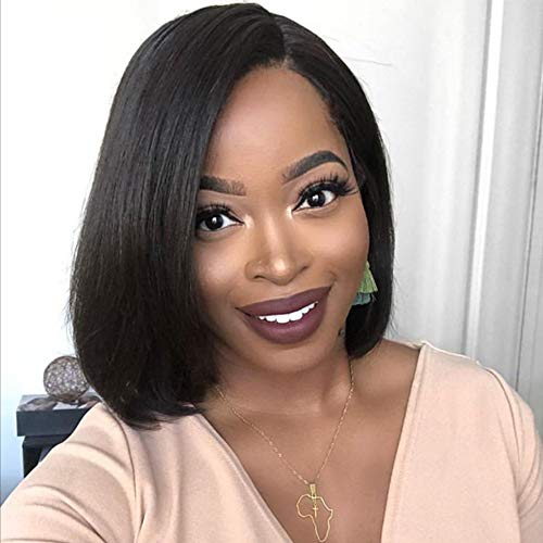 Anisah 10 Inch Brazilian Remy Human Hair Bob Wig - Straight Lace Front Wig with Baby Hair for Women | Natural Short Haircut | Perfect for Daily Wear, Cosplay & Special Occasions
