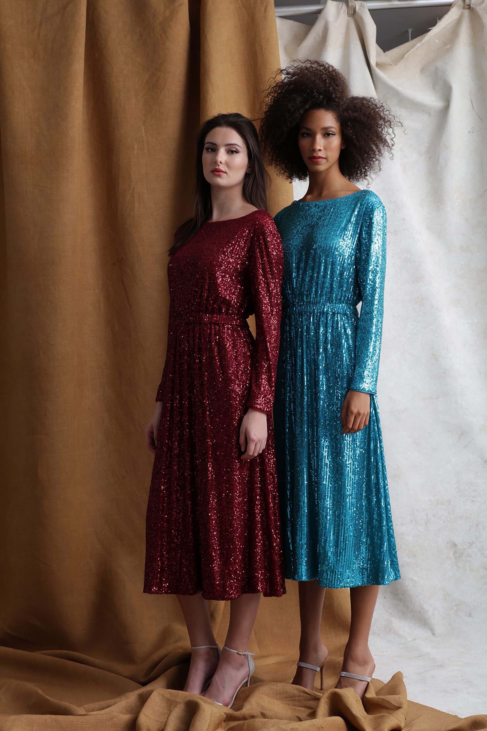 Maggy London Women's Midi Dress - Boat Neck Long Sleeve for Work & Events