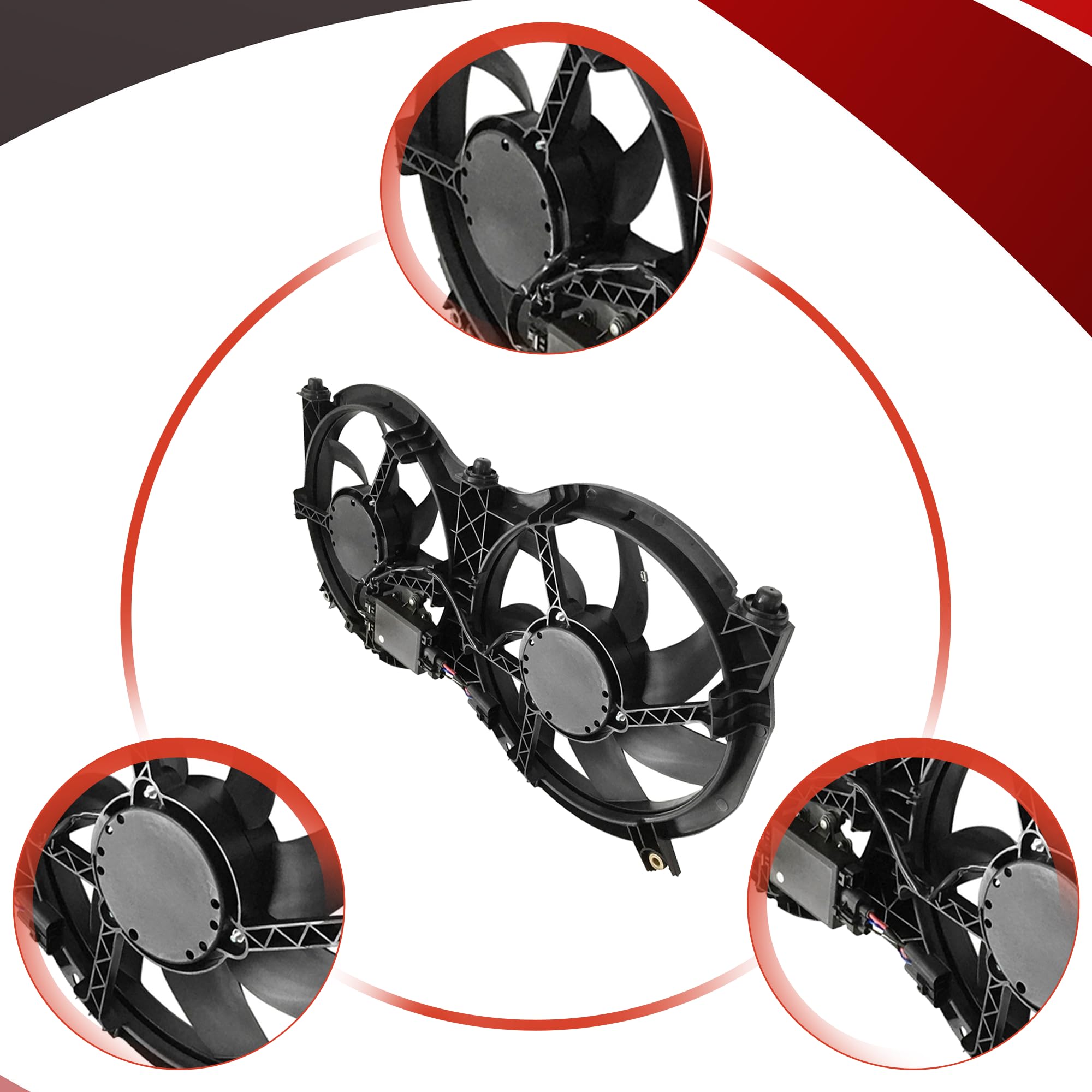 High Performance Radiator & Condenser Cooling Fan with Control Module - Compatible with 2013-2018 Infiniti JX35, 2013-2018 Nissan Pathfinder, 2014-2019 Infiniti QX60 - Perfect for Engine Cooling & AC System Maintenance