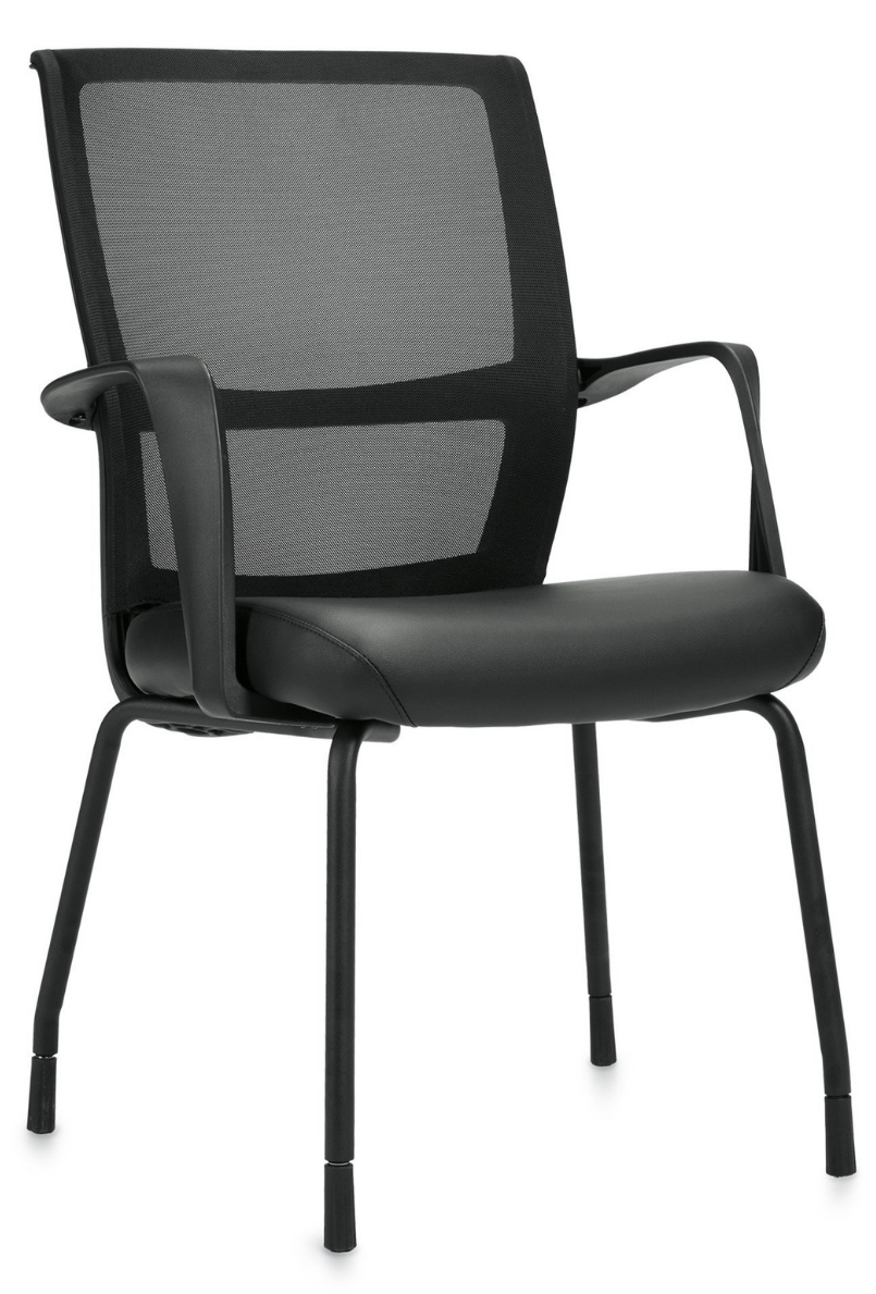 OTG13050B Low Back Mesh Office Chair with Luxhide Seat - Ergonomic Mesh Back Computer Chair for Home & Office Workspaces, Comfortable Desk Chair for Long Hours Sitting
