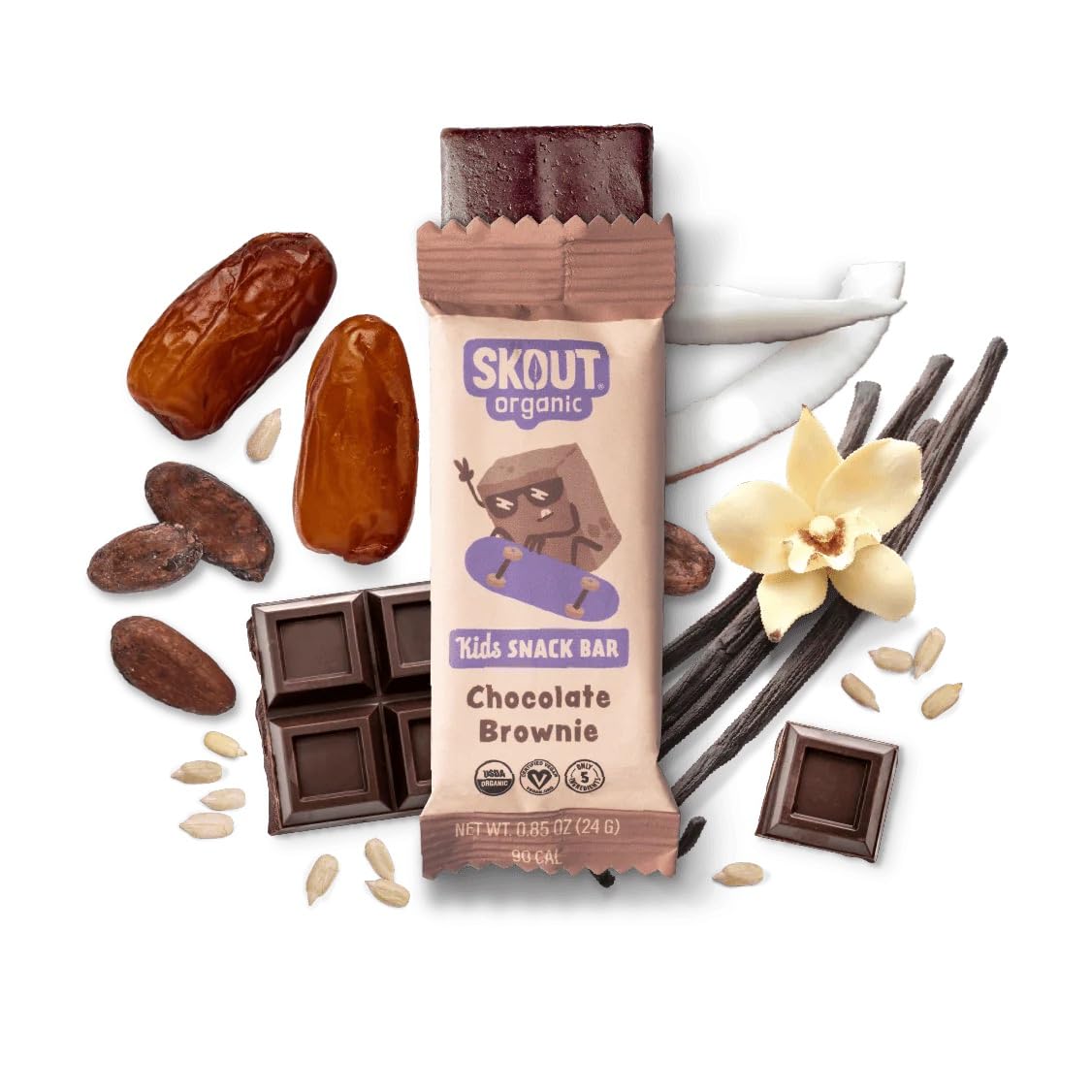 Organic Chocolate Brownie Kids Snack Bars (18 Pack) - Healthy Vegan & Paleo School Snacks - Gluten Free, Dairy Free, No Refined Sugar - Perfect for Lunch Boxes, After School Treats & On-the-Go Snacking