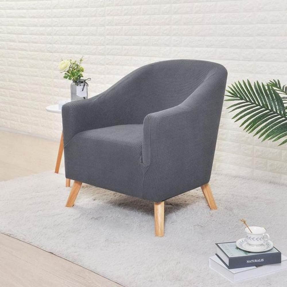 QUNLIPAI Jacquard Bar Chair Cover - Stretchable Armchair Slipcover for Dining, Study & Office Chairs - Dark Grey Home Decor for Kitchen, Restaurant & Living Room