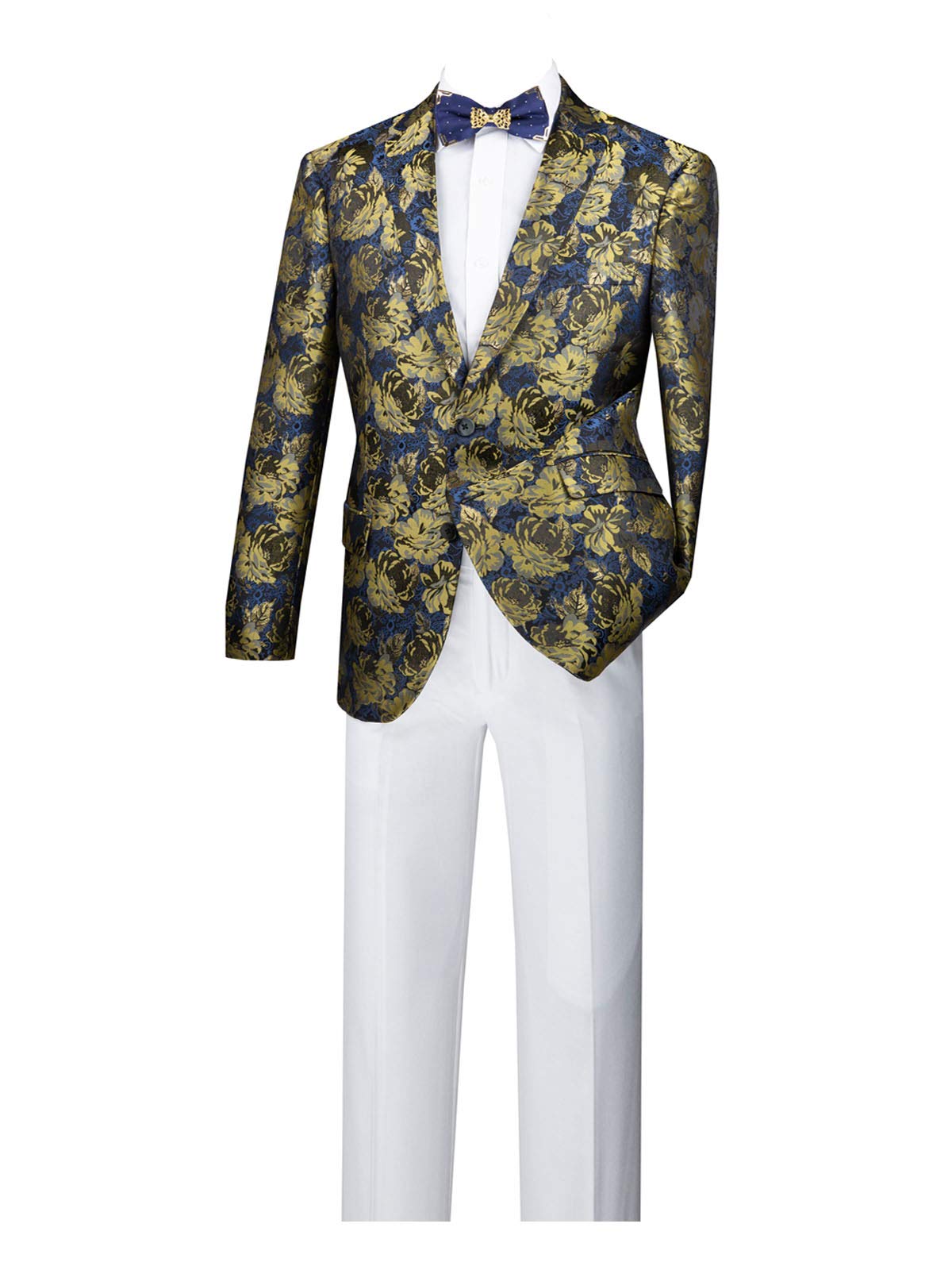VINCI Men's Slim Fit Single Breasted 2 Button Sport Coat with Floral Pattern - BSF-15 | Formal & Casual Blazer for Business, Weddings & Office Wear