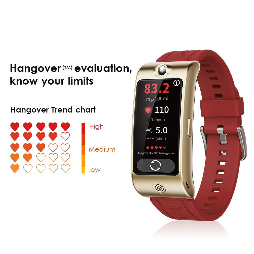 Smart Watch with Breathalyzer - Professional-Grade Portable Alcohol Tester & Fitness Tracker, AMOLED Display, Forehead Thermometer - Perfect for Nightlife, Workplace Safety & Health Monitoring