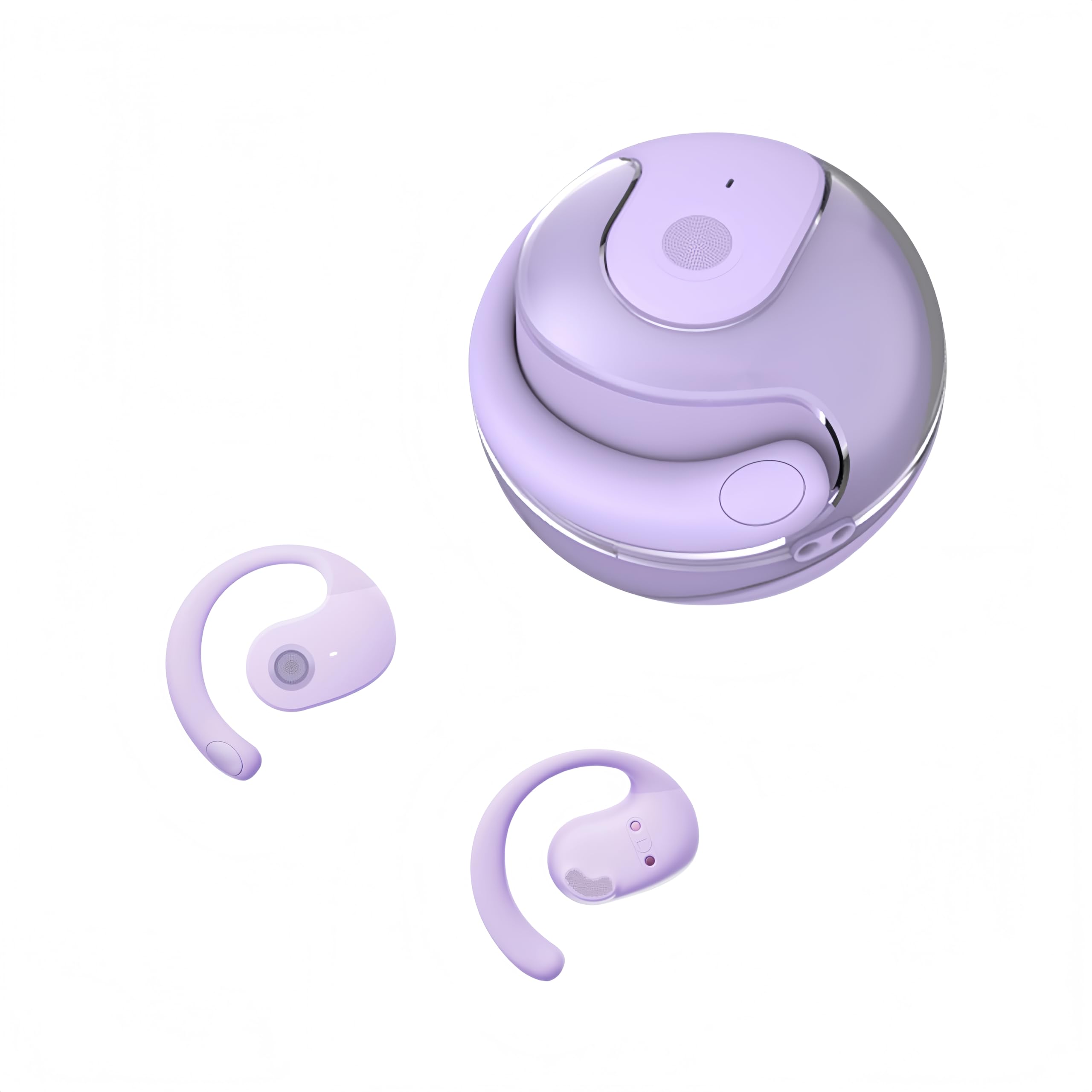 Newalker Open Ear Bluetooth 5.4 Wireless Sports Headphones - 48H Playtime with Digital Display Charging Case, Secure Earhook Design for Running, Walking, Gym Workouts - Sweatproof Lightweight Earbuds (Purple) | Perfect for Outdoor Activities, Commuting & Fitness Enthusiasts