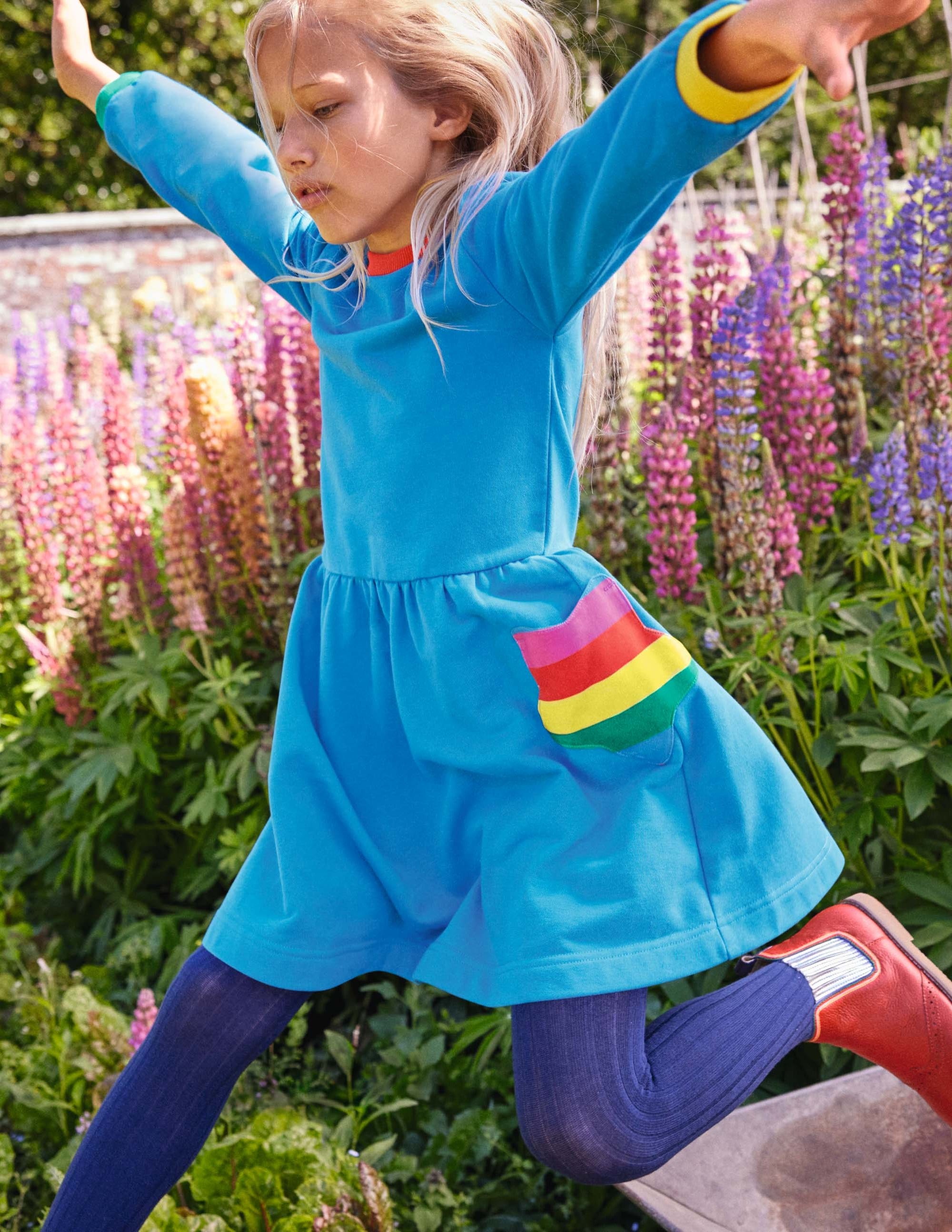 Appliqué Pocket Dress in Moroccan Blue with Star Embroidery - Perfect for Boho Chic Outfits & Casual Summer Wear