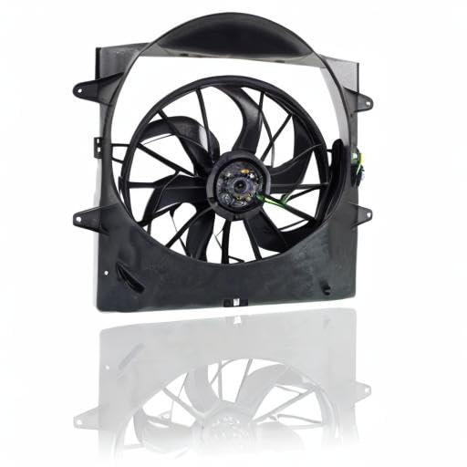 Dual Radiator and Condenser Fan Assembly Replacement for 2002-2007 Jeep Liberty 3.7L - Compatible with 52079528AB - Heavy-Duty Electric Cooling Fan with 2-Pin Connector - Perfect for Engine Cooling & AC System Performance