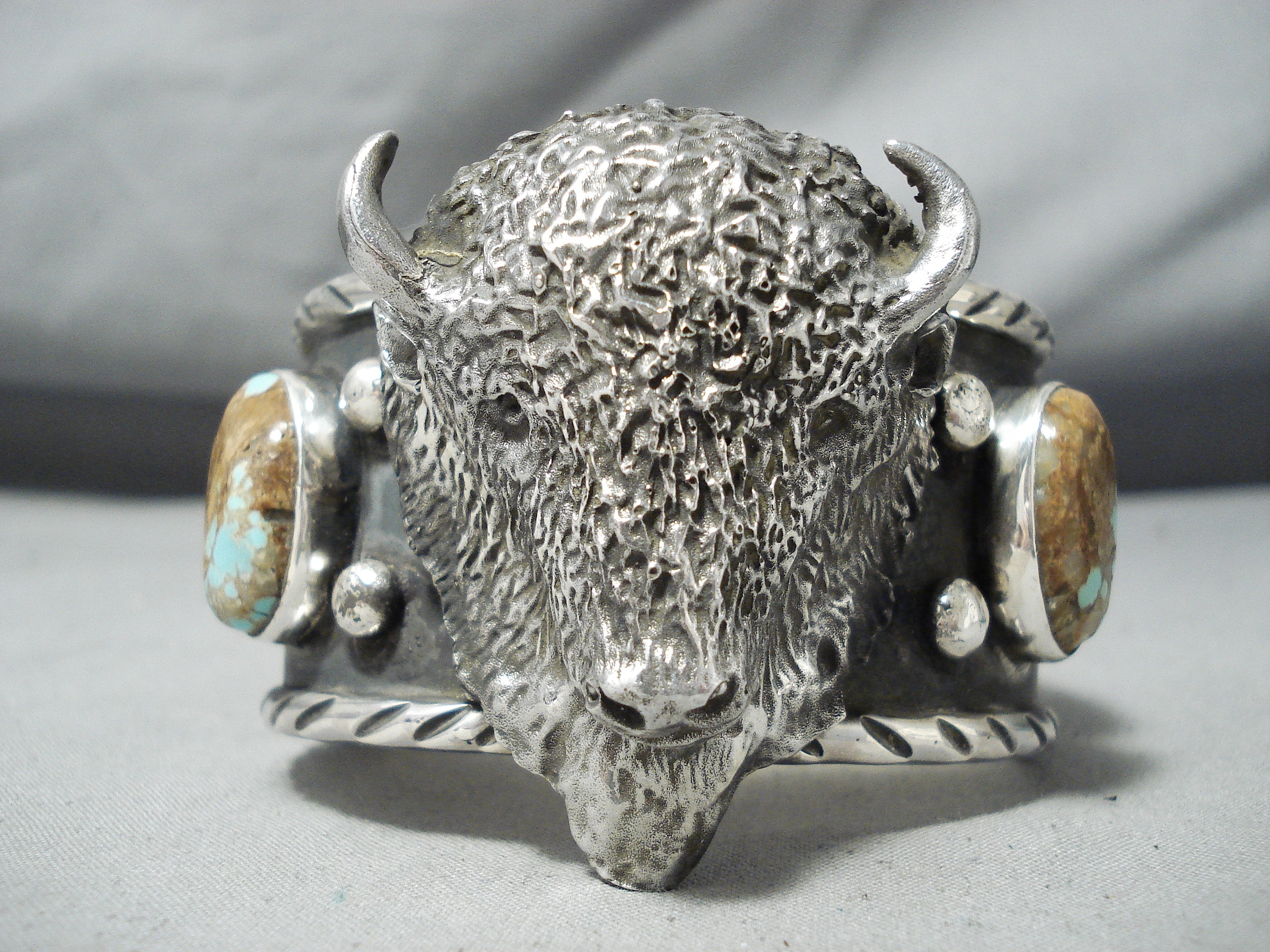 171 Grams Heavy Native American Buffalo #8 Turquoise Sterling Silver Bracelet - Handmade Jewelry for Women, Boho Chic Accessories, Perfect for Festivals & Special Occasions