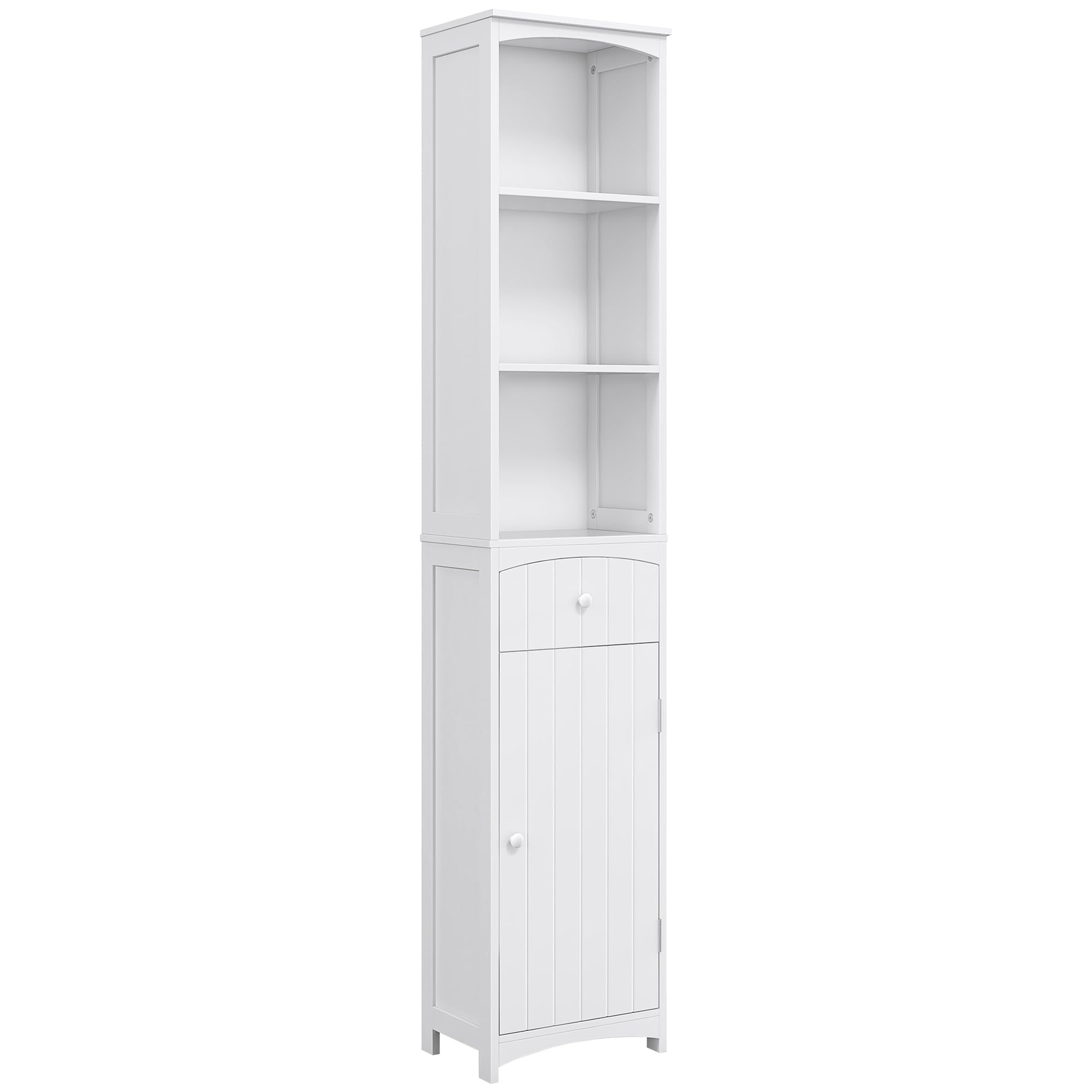 HOMCOM White Bathroom Storage Cabinet - 3-Tier Shelves with Drawer, Freestanding Linen Tower for Bathroom Organization | Perfect for Small Spaces, Apartment Storage & Bathroom Decor