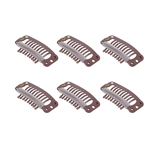 40pcs 32mm Stainless Steel 9-Toothed Hair Wig Clips - Strong Grip for Extensions & Weaves | Salon-Grade, Damage-Free Hair Accessories | Perfect for Styling, Cosplay & Daily Wear (Brown)