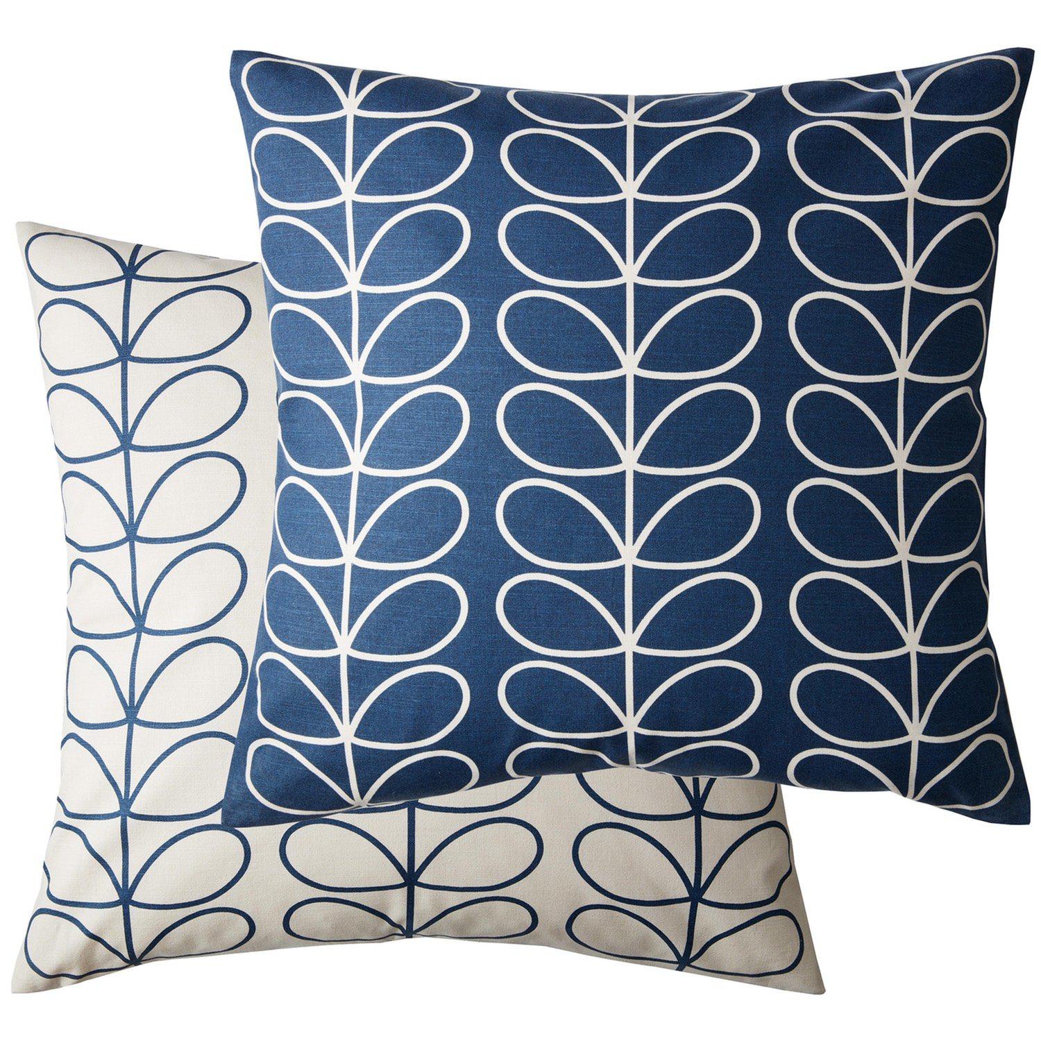 Orla Kiely Small Linear Stem Cushion - Stylish Home Decor Throw Pillow for Sofa, Bed & Nursery - Whale Print Design