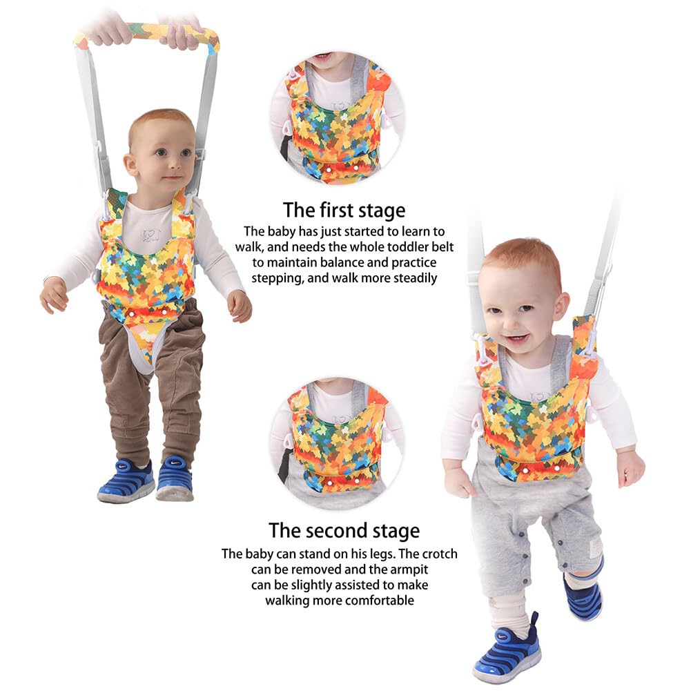 **Baby Walking Harness & Toddler Safety Helmet Set - Adjustable Infant Walker Assistant Belt with Colorful Prints - Perfect for Learning to Walk, Outdoor Adventures & Park Play**