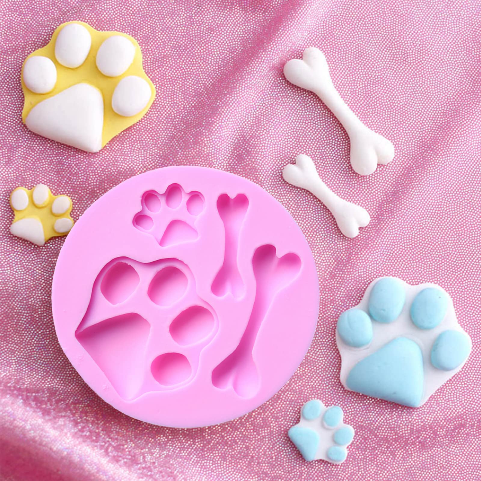 2Pcs 3D Dog Paw Bone Shape Silicone Molds for Soap, Candle, Wax, Epoxy Resin, Chocolate & Fondant - DIY Baking, Candy Making & Home Decor Craft Supplies - Perfect for Pet Lovers Gifts and Party Favors