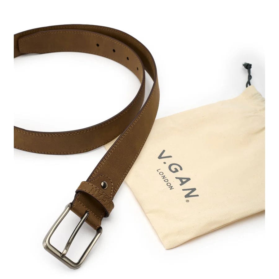 Premium Vegan Leather Belt for Men - Tan Brown | Stylish & Durable Formal Accessory for Office, Business & Dressy Occasions