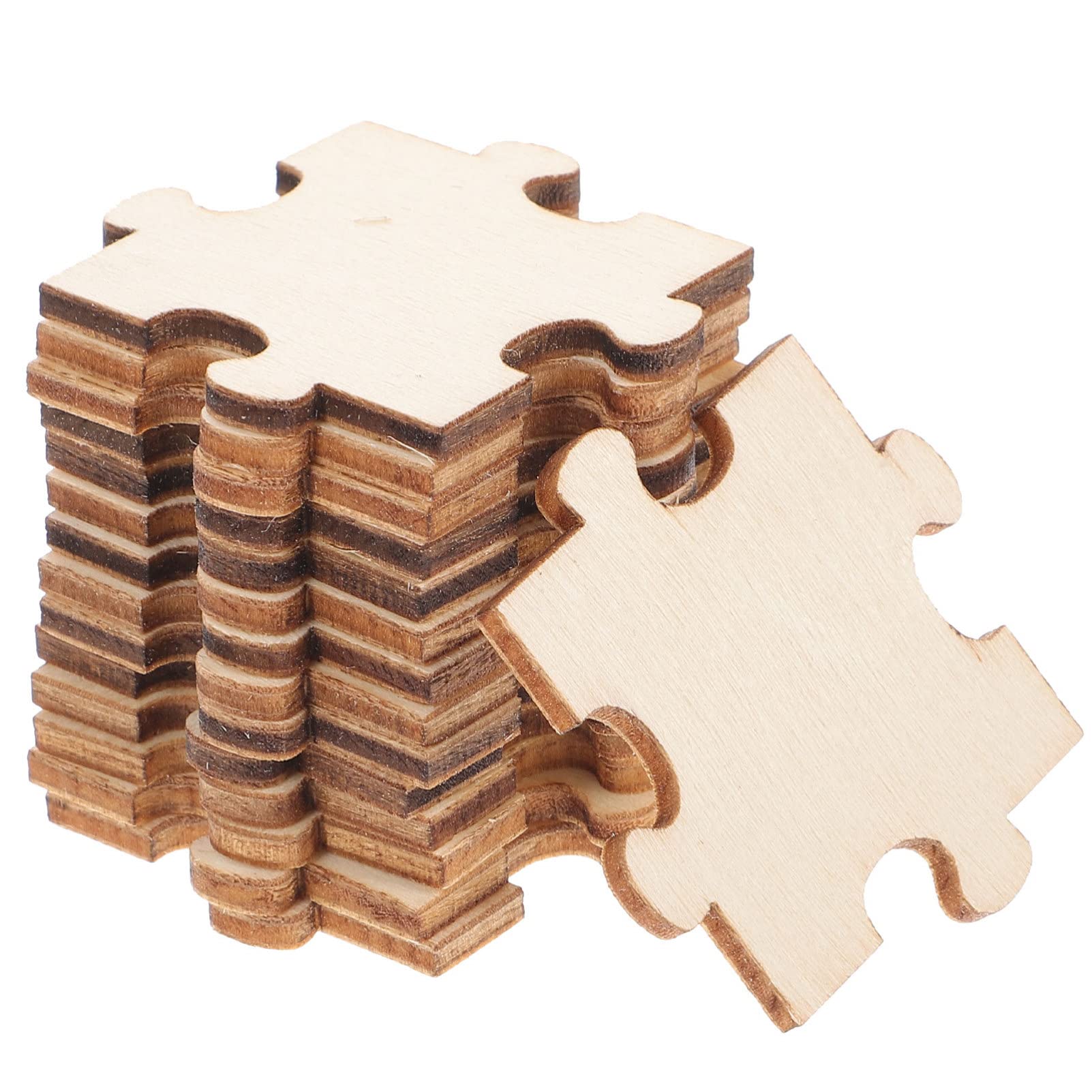 100Pcs Unfinished Wooden Puzzle Pieces - DIY Blank Wood Puzzle for Kids Arts & Crafts, Classroom Activities, Learning Tools - Perfect for Creative Projects, Educational Games, and Family Bonding Time