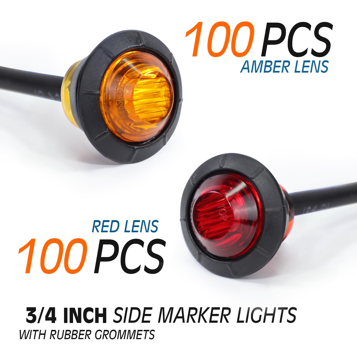 MADCATZ 3/4 Inch Mini Round LED Side Marker Lights - Amber & Red 3-LED Indicator Lights with 19mm Hole Saw Steel - 12V DC for Trailer Truck, RV, Boat & Off-Road Vehicles - Waterproof & Durable for All Weather Conditions