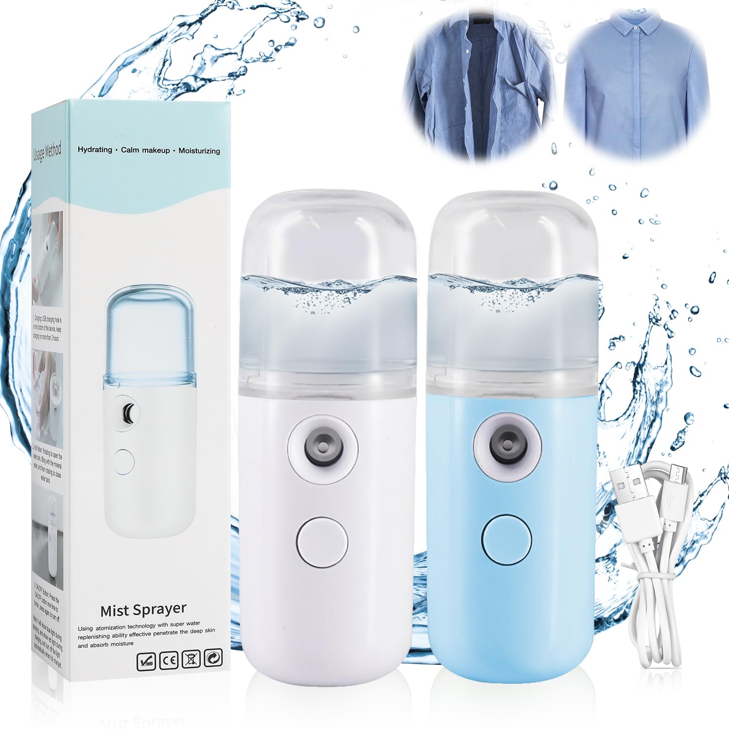 **Easy Care Sunshine 15s Heat Up Mini Travel Steamer - Portable & Cordless Handheld Steamer for Clothes - Compact Steamer for Home, Office & Travel - Quick Wrinkle Remover (White & Blue) - Perfect for Business Trips, Vacations & Daily Use**