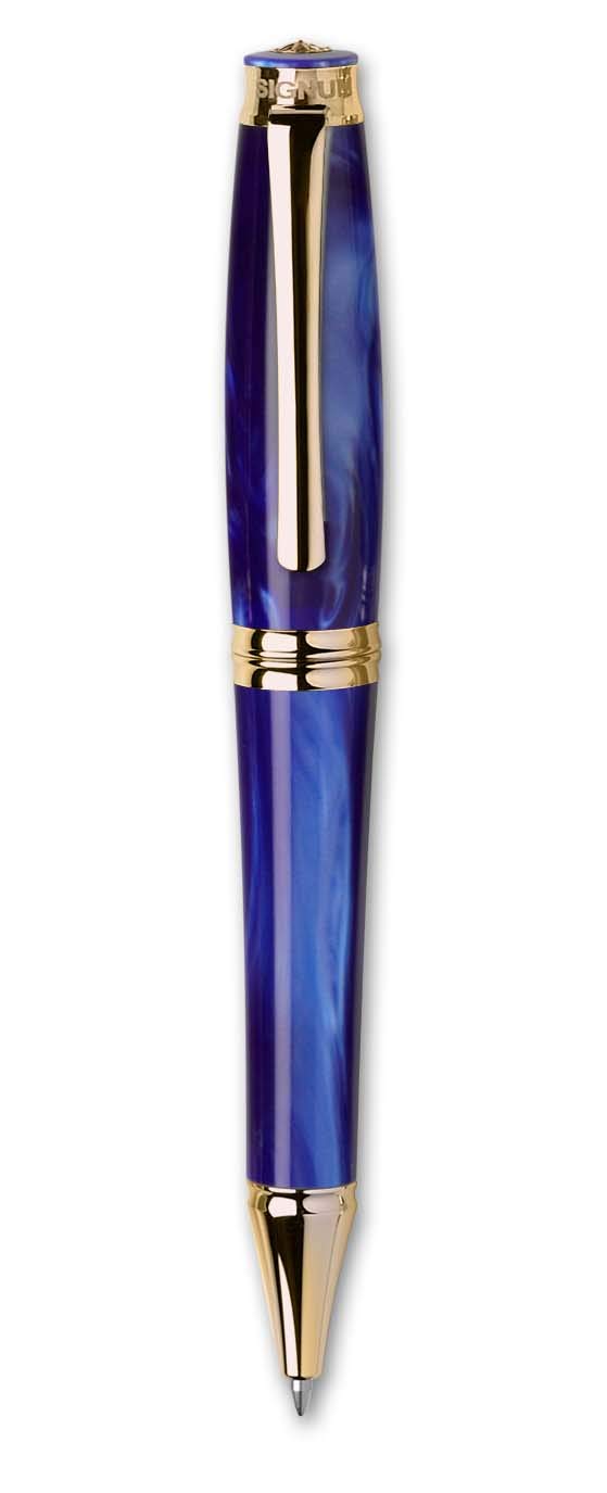 Signum Marmo Blue Solar-Powered Pen - Eco-Friendly Writing Instrument for Office, School & Travel | Stylish & Sustainable Gift Idea