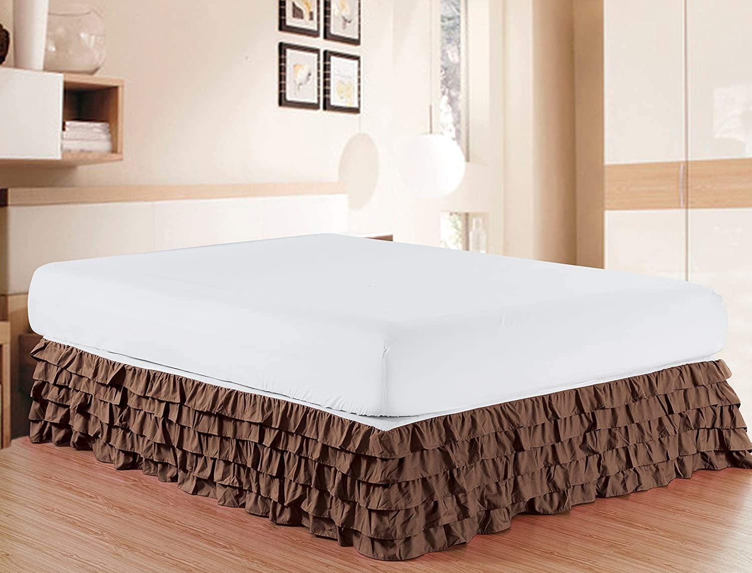 Exotica Collection 100% Supima Cotton 4-Tier Ruffled Waterfall Bed Skirt - 10
