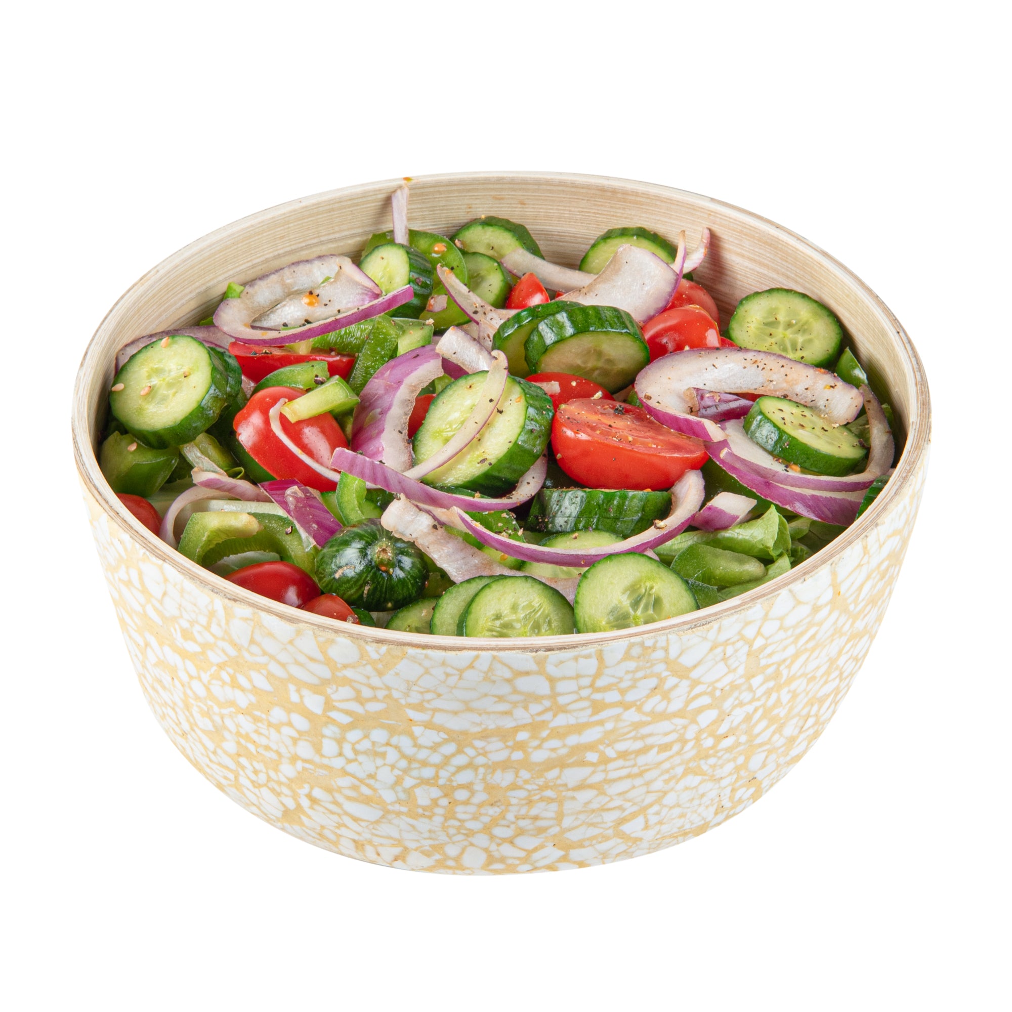 Bambuddha 15 oz Round Beige Spun Bamboo Small Eggshell Salad Bowl - 7.75