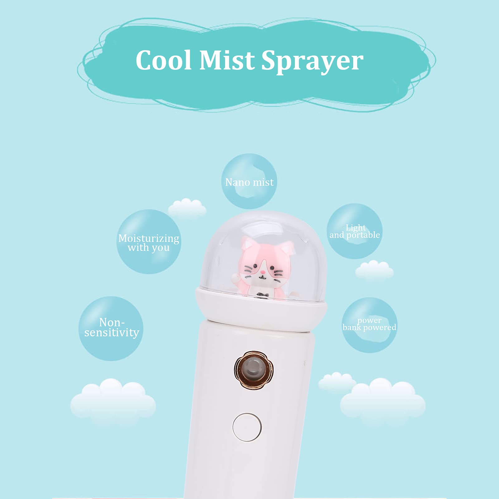 Portable Nano Facial Spray & Mister - Hydrating Cool Mist Steamer for Skin Moisturizing | Travel-Friendly Skin Care Device for Dry Skin & Makeup Refresh (Pink) | Perfect for Home, Office & Gym Use