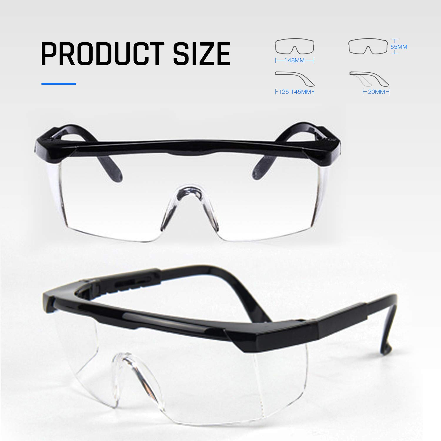 2-Pack Anti-Fog Safety Glasses - Adjustable Protective Eyewear with Clear Lens for Construction, Woodworking & DIY Projects